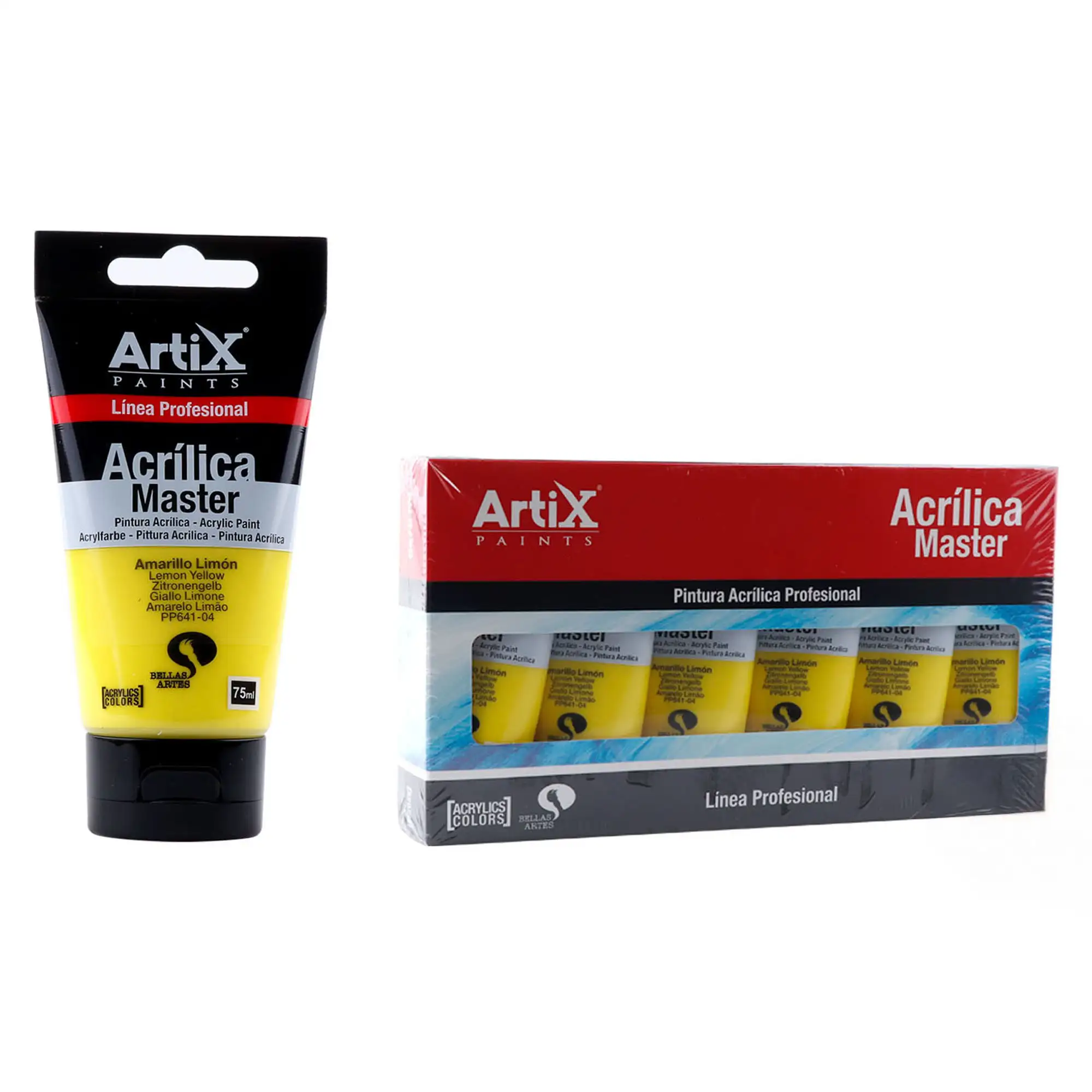 Pack 6 Uds. PINTURA ACRÍLICA EXPERT 75 ml AMARILLO LIMÓN