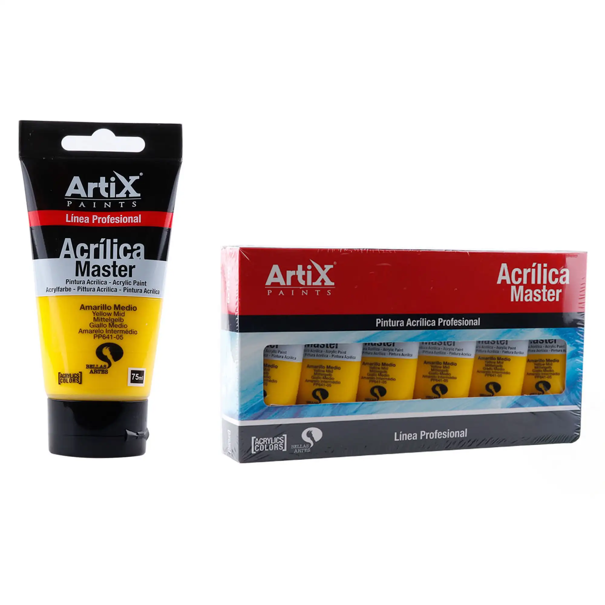 Pack 6 Uds. PINTURA ACRÍLICA EXPERT 75 ml AMARILLO MEDIO