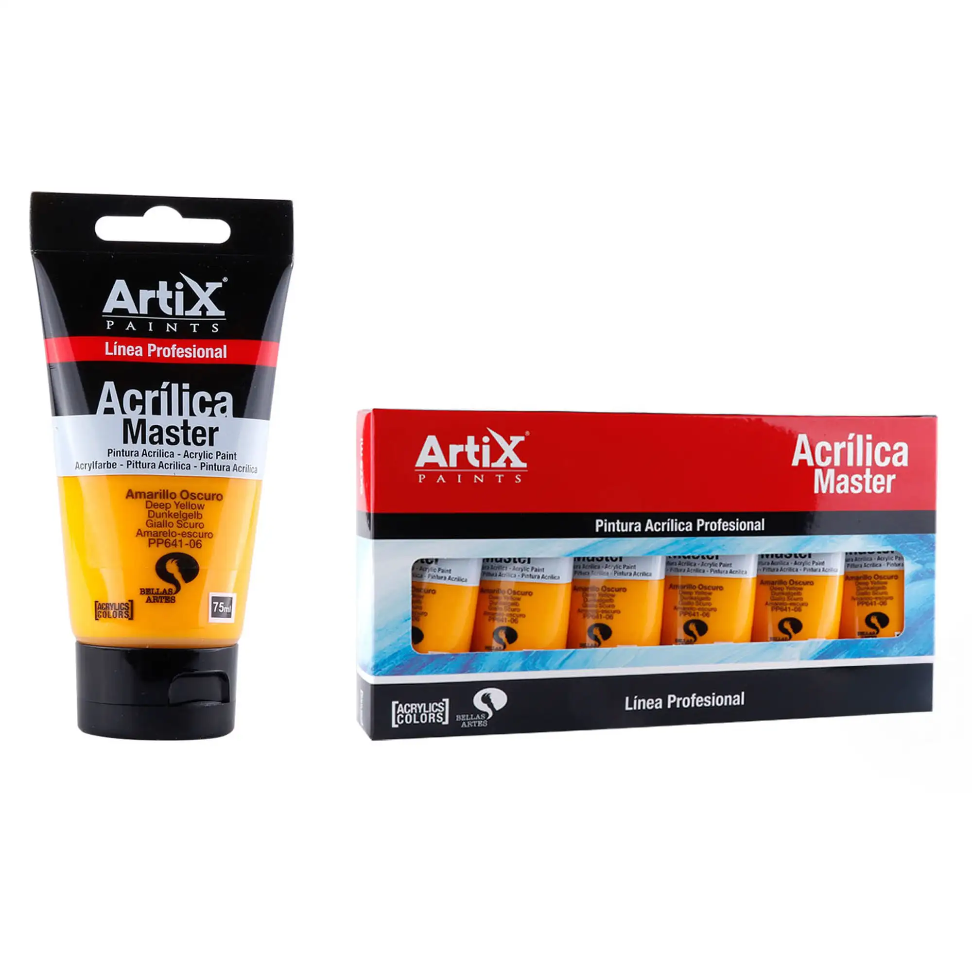 Pack 6 Uds. PINTURA ACRÍLICA EXPERT 75 ml AMARILLO OSCURO