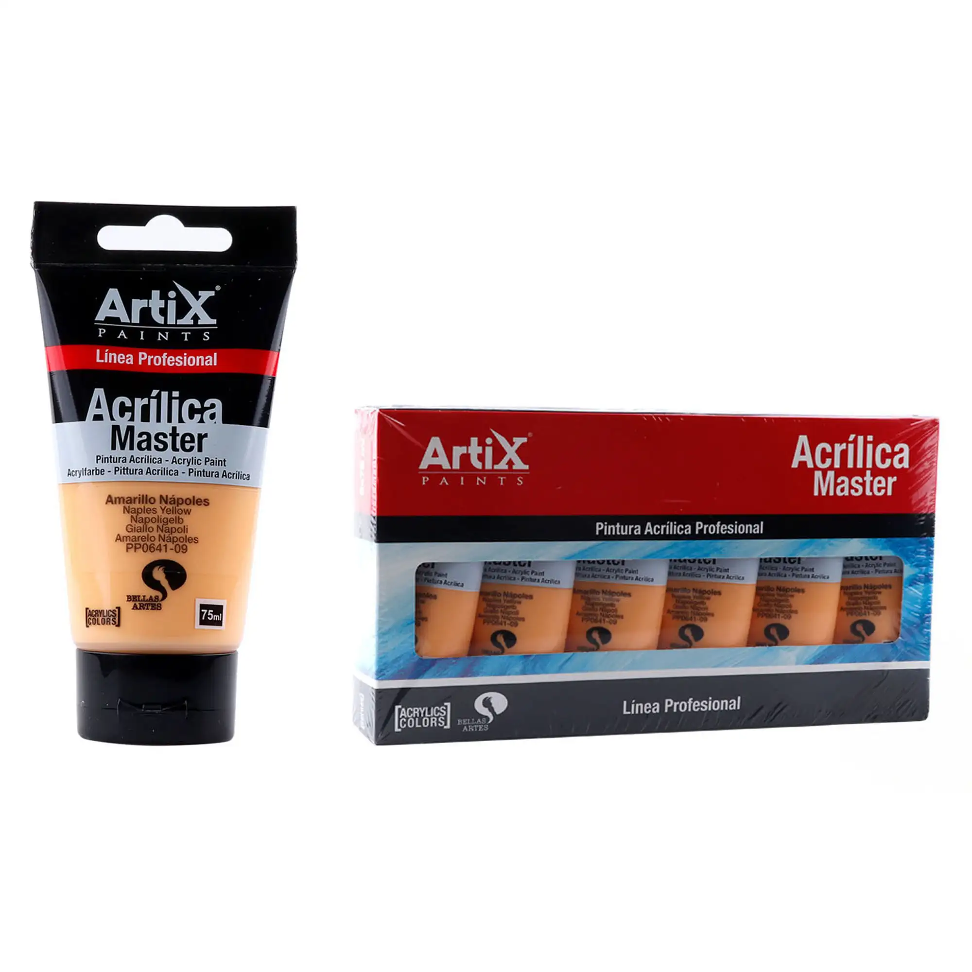Pack 6 Uds. PINTURA ACRÍLICA EXPERT 75 ml AMARILLO NAPOLÉS