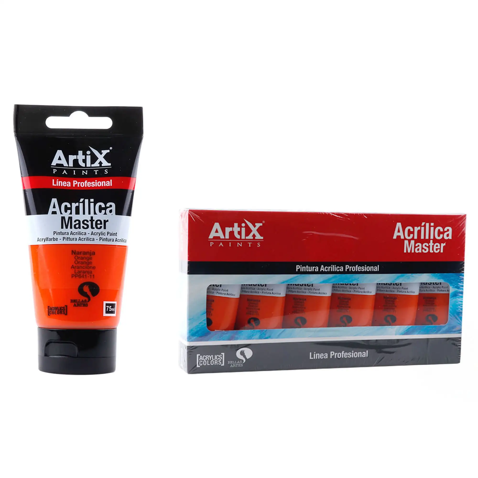 Pack 6 Uds. PINTURA ACRÍLICA EXPERT 75 ml NARANJA