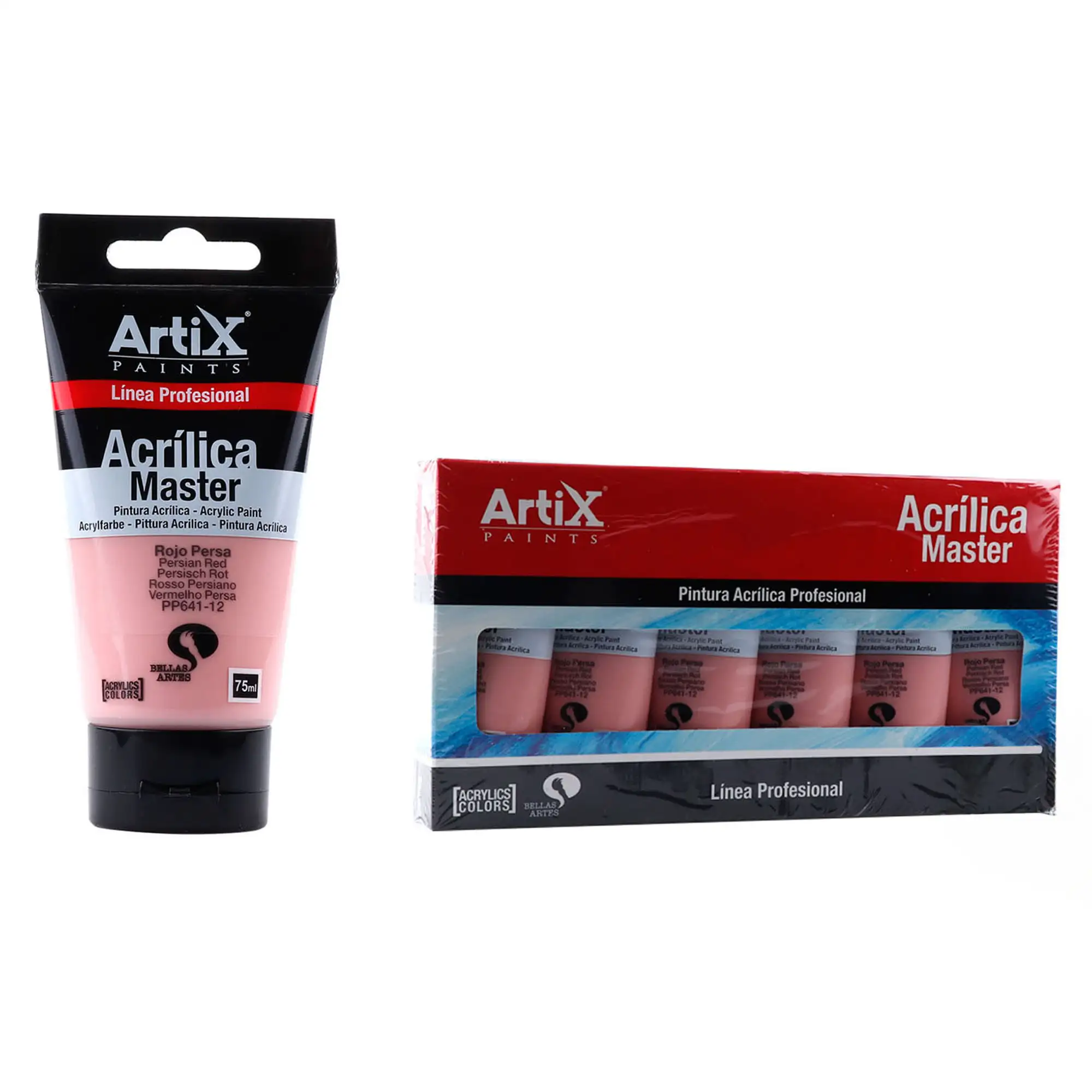 Pack 6 Uds. PINTURA ACRÍLICA EXPERT 75 ml ROJO