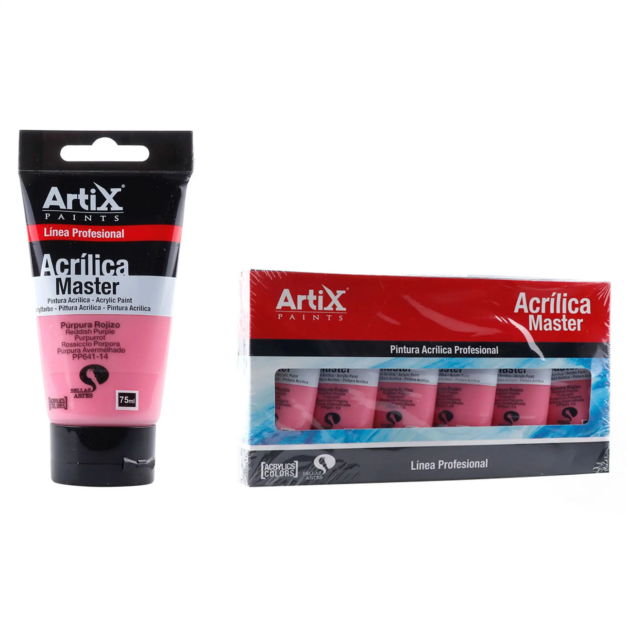 Pack 6 Uds. PINTURA ACRÍLICA EXPERT 75 ml PÚRPURA ROJIZO