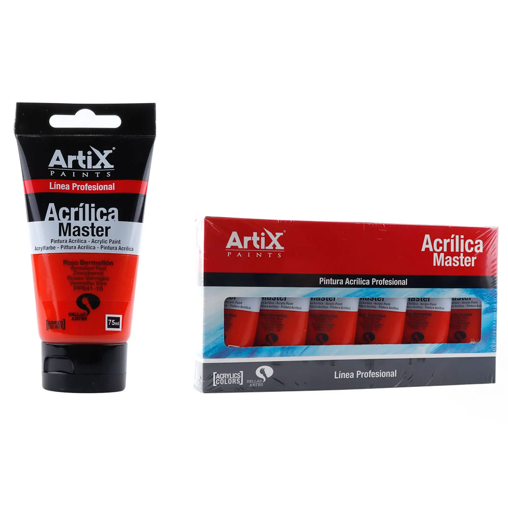 Pack 6 Uds. PINTURA ACRÍLICA EXPERT 75 ml ROJO BERMELLÓN