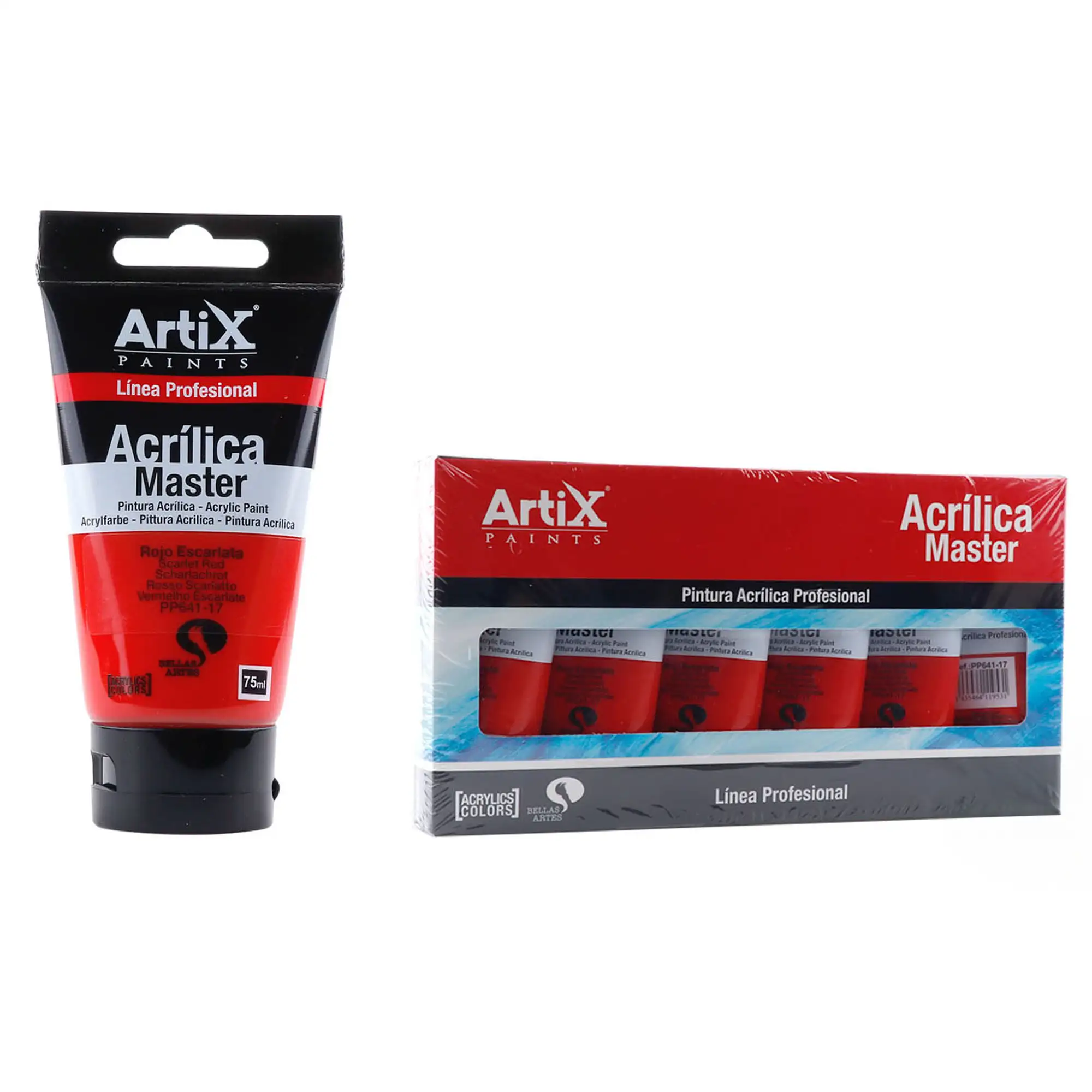 Pack 6 Uds. PINTURA ACRÍLICA EXPERT 75 ml ROJO ESCARLATA