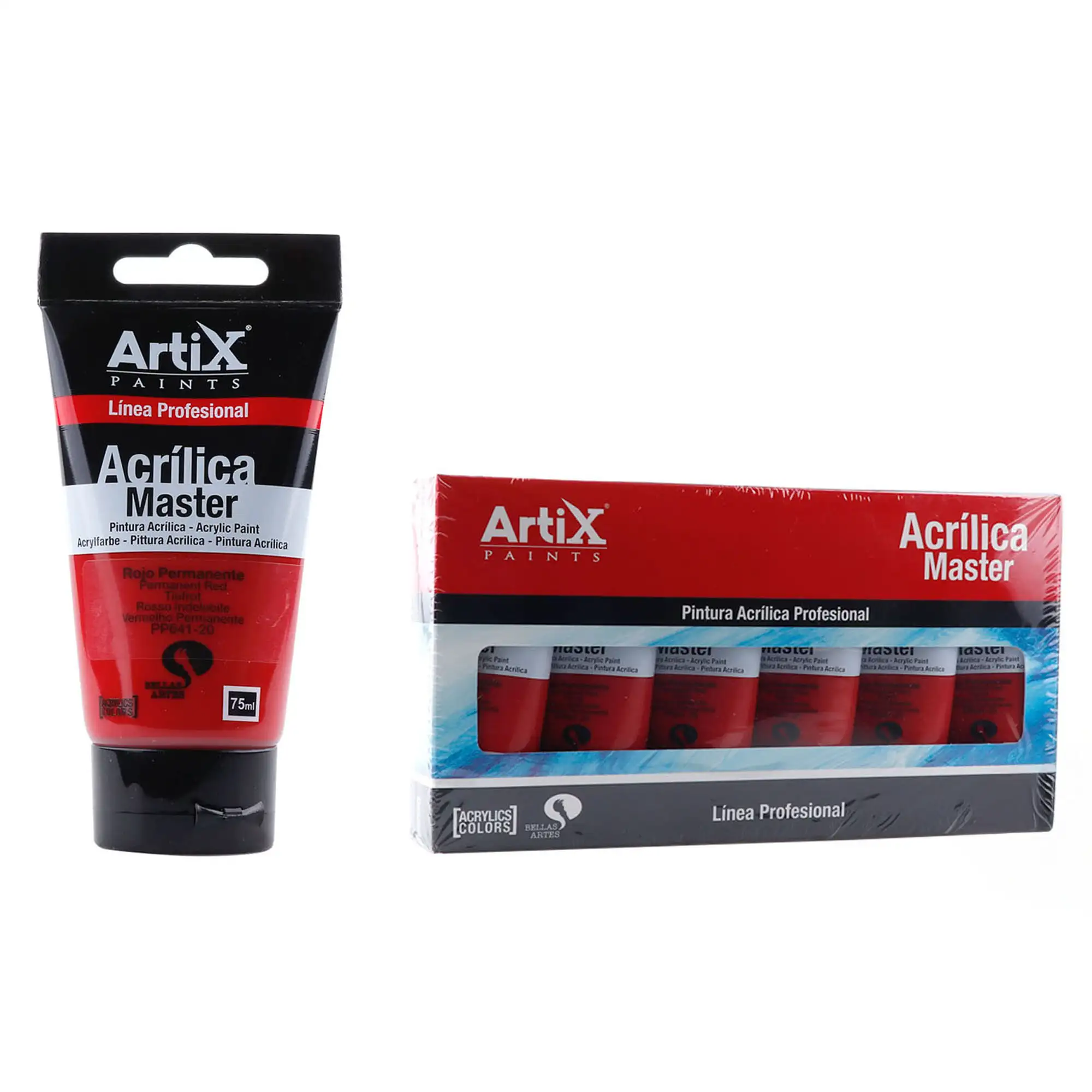 Pack 6 Uds. PINTURA ACRÍLICA EXPERT 75 ml ROJO PERMANENTE