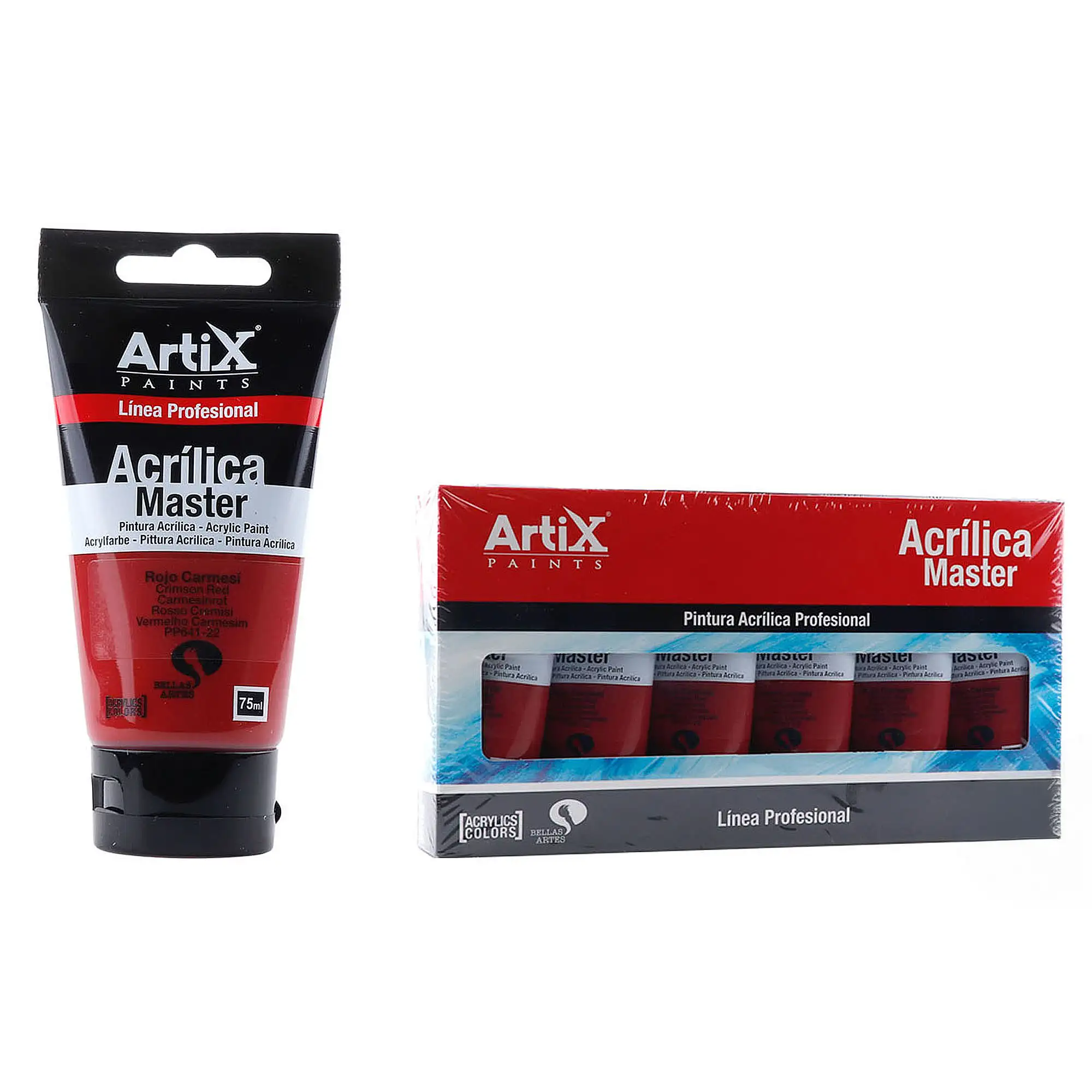 Pack 6 Uds. PINTURA ACRÍLICA EXPERT 75 ml ROJO CARMESÍ