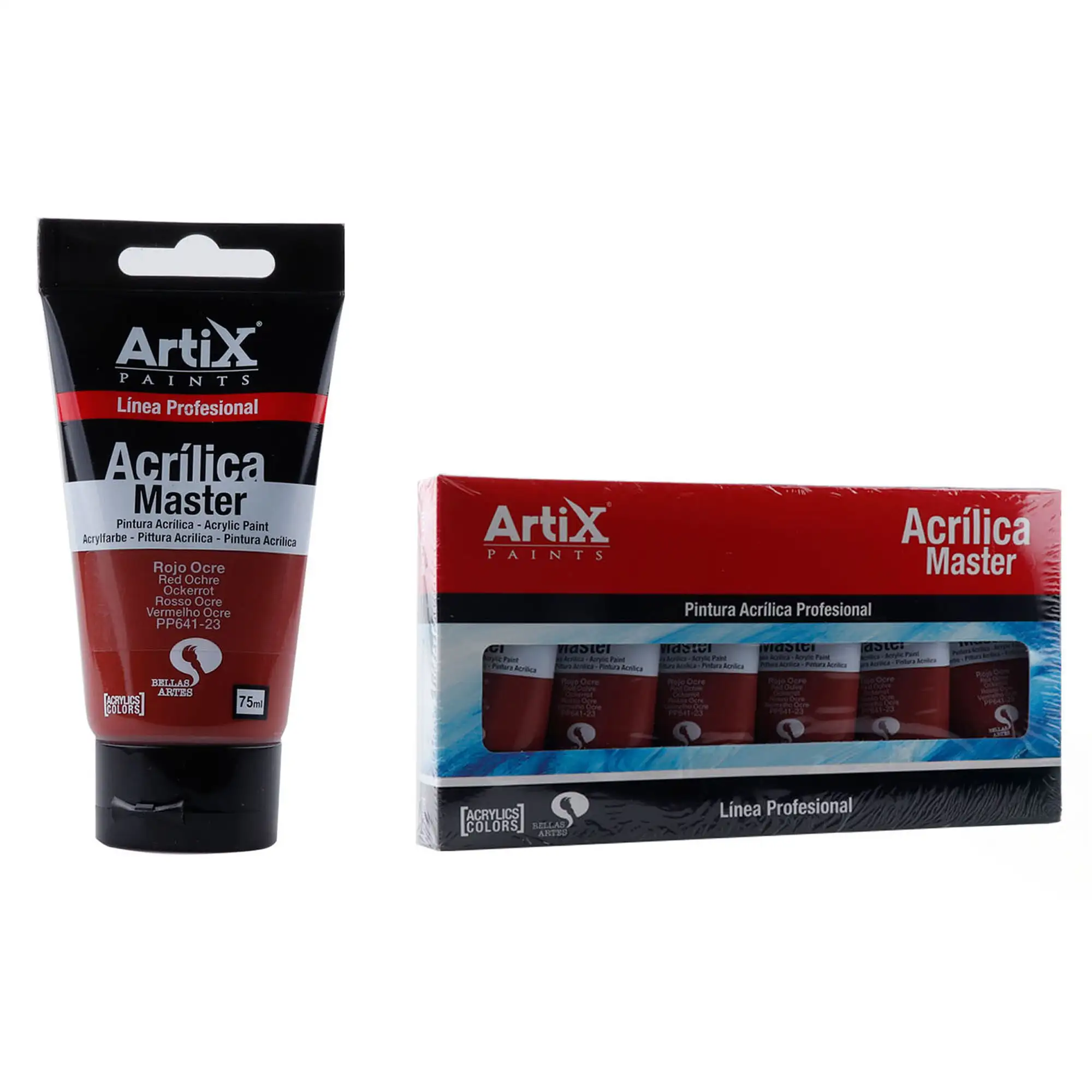 Pack 6 Uds. PINTURA ACRÍLICA EXPERT 75 ml ROJO OCRE