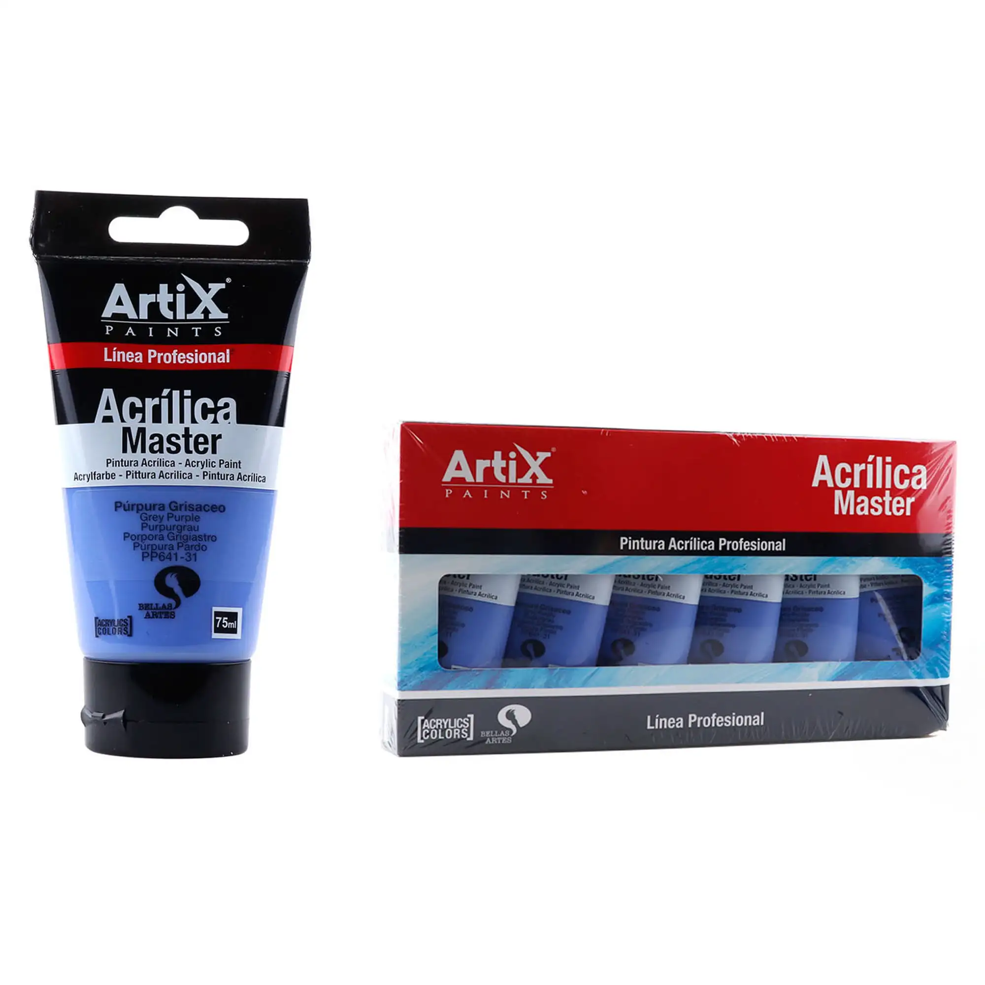 Pack 6 Uds. PINTURA ACRÍLICA EXPERT 75 ml PÚRPURA GRISÁCEO