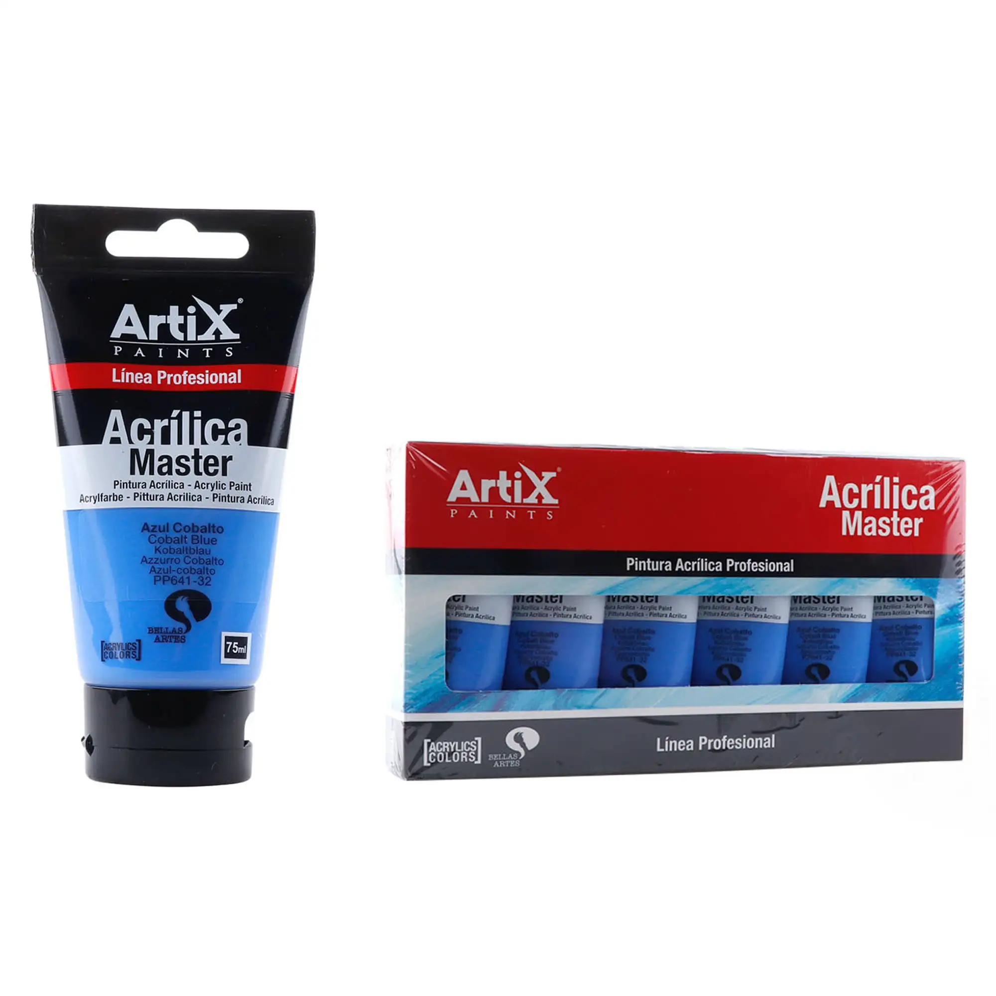 Pack 6 Uds. PINTURA ACRÍLICA EXPERT 75 ml AZUL COBALTO