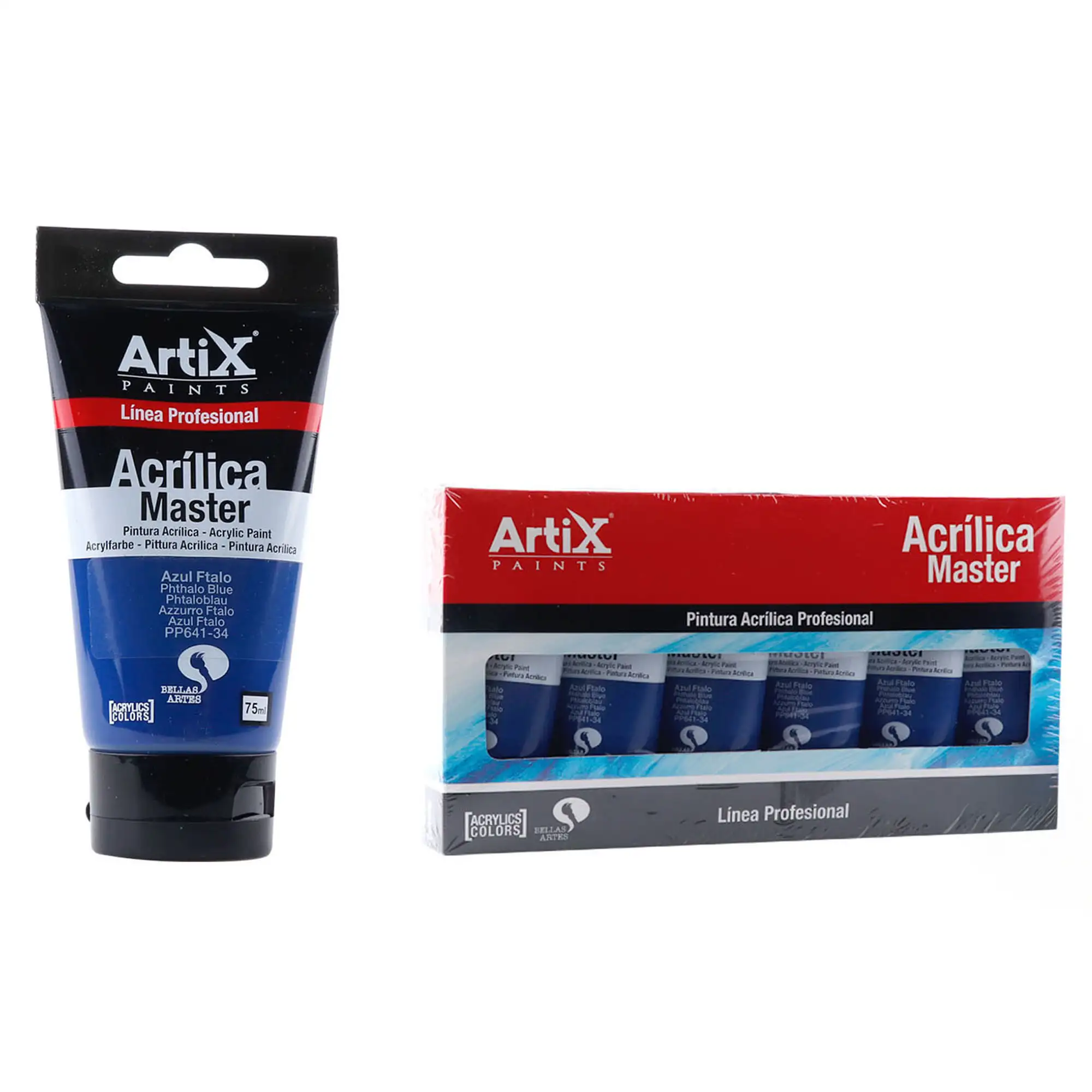 Pack 6 Uds. PINTURA ACRÍLICA EXPERT 75 ml AZUL FTALO