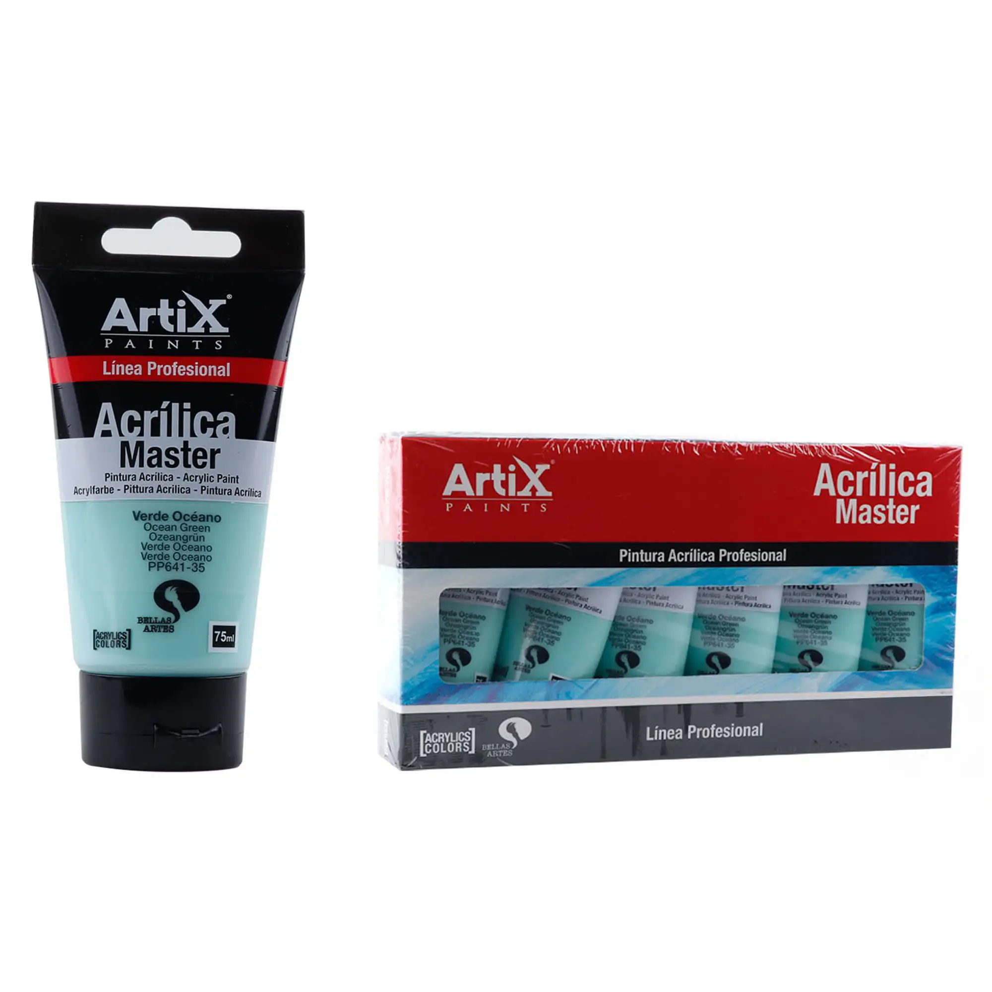 Pack 6 Uds. PINTURA ACRÍLICA EXPERT 75 ml VERDE OCÉANO