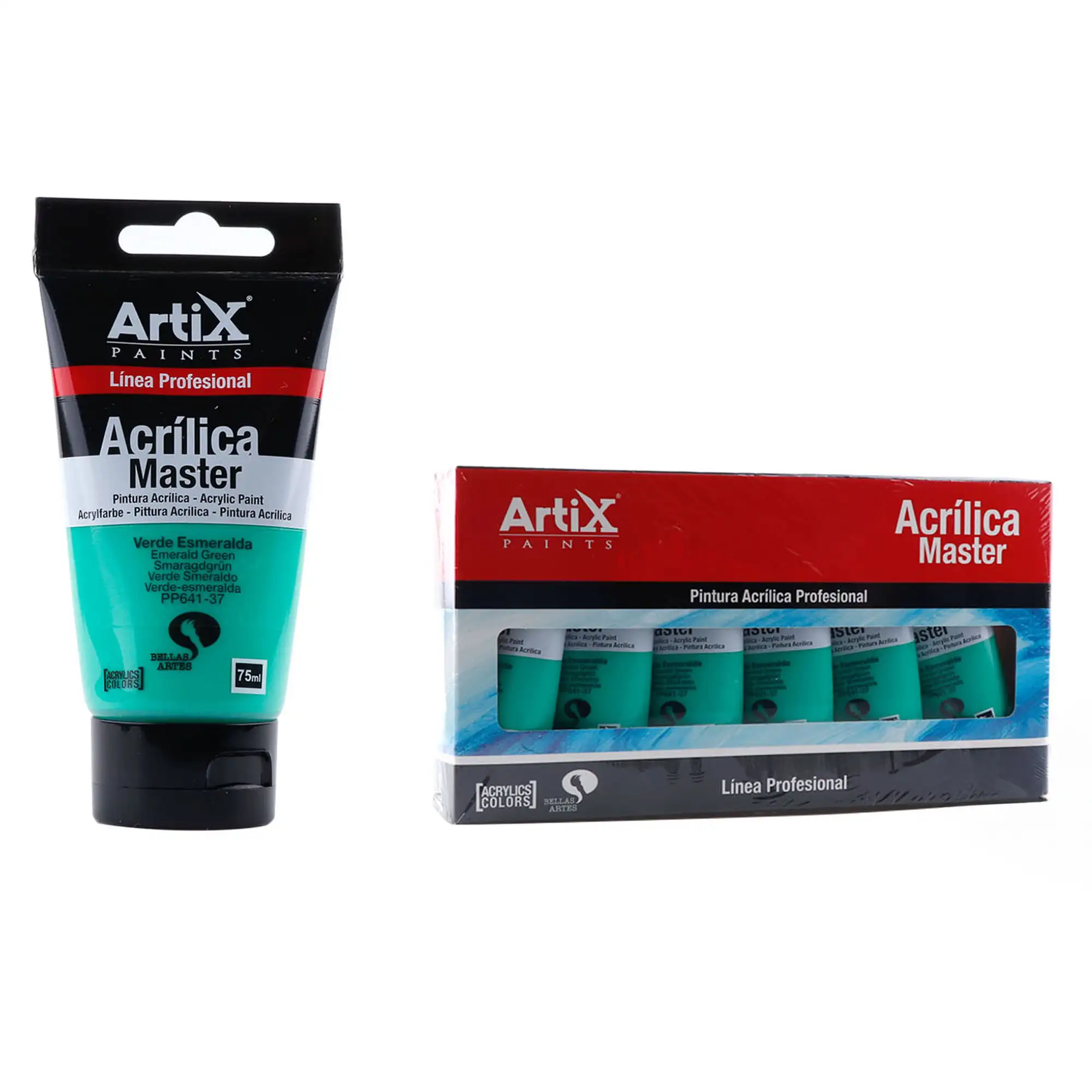 Pack 6 Uds. PINTURA ACRÍLICA EXPERT 75 ml VERDE ESMERALDA