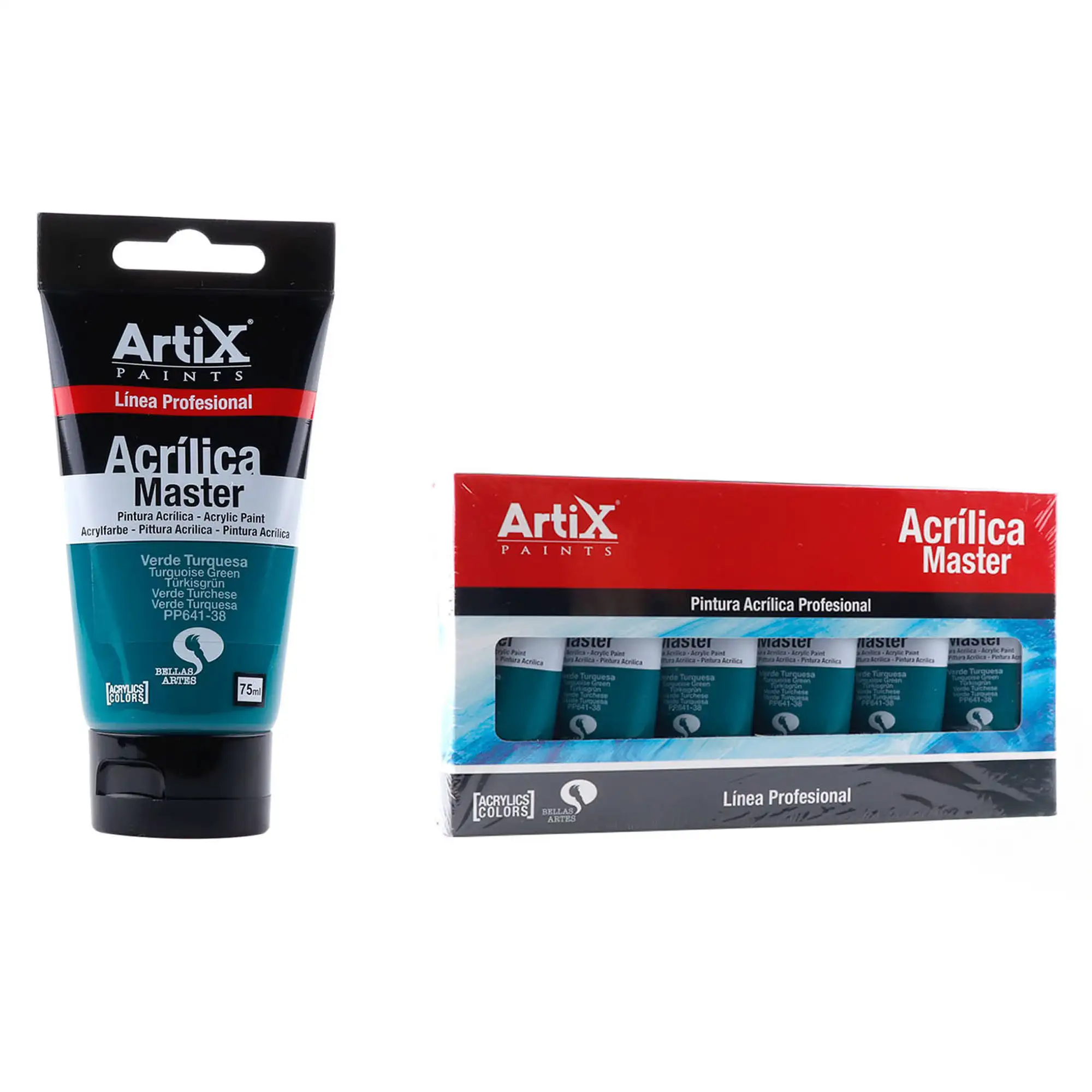 Pack 6 Uds. PINTURA ACRÍLICA EXPERT 75 ml VERDE TURQUESA