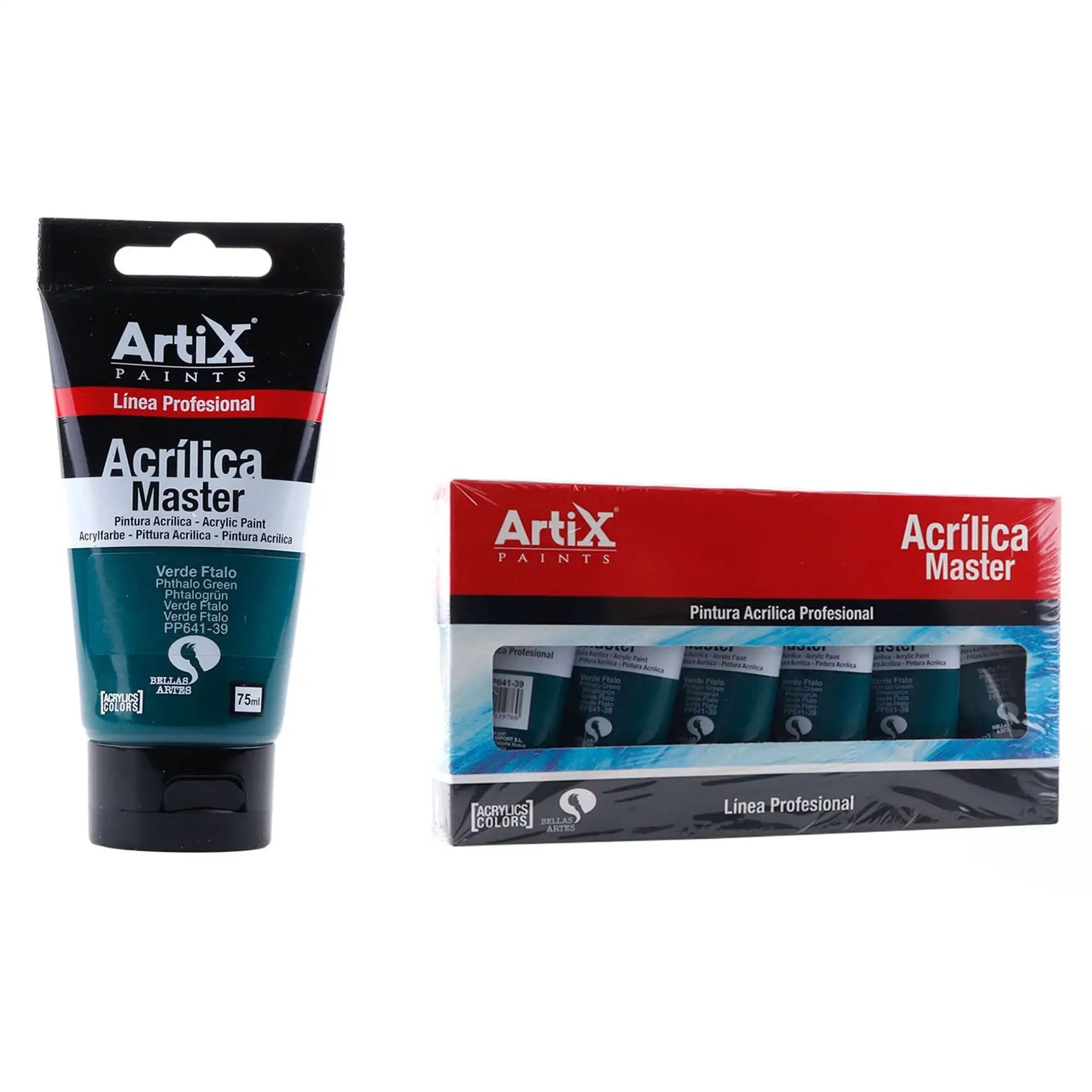 Pack 6 Uds. PINTURA ACRÍLICA EXPERT 75 ml VERDE FTALO