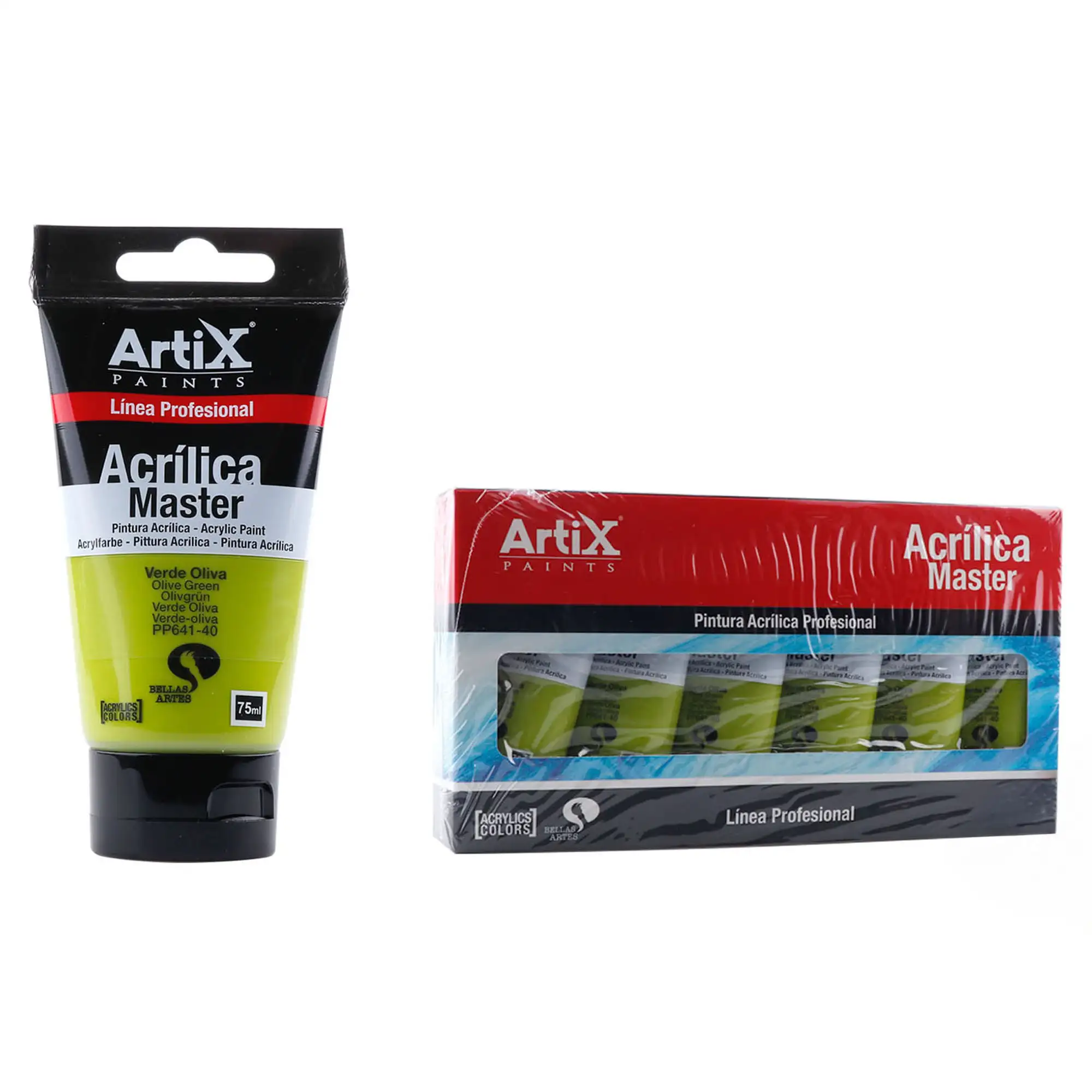 Pack 6 Uds. PINTURA ACRÍLICA EXPERT 75 ml VERDE OLIVA