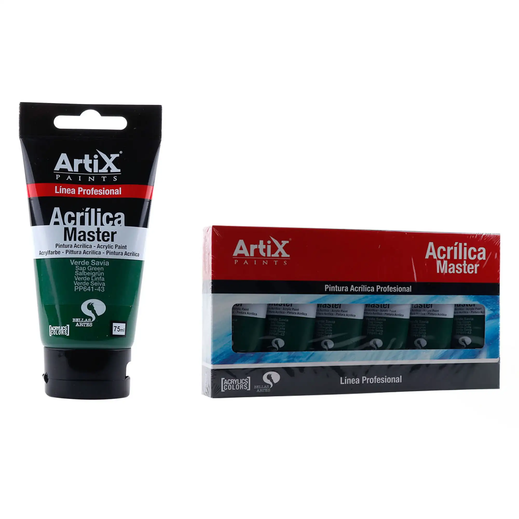 Pack 6 Uds. PINTURA ACRÍLICA EXPERT 75 ml VERDE SAVIA