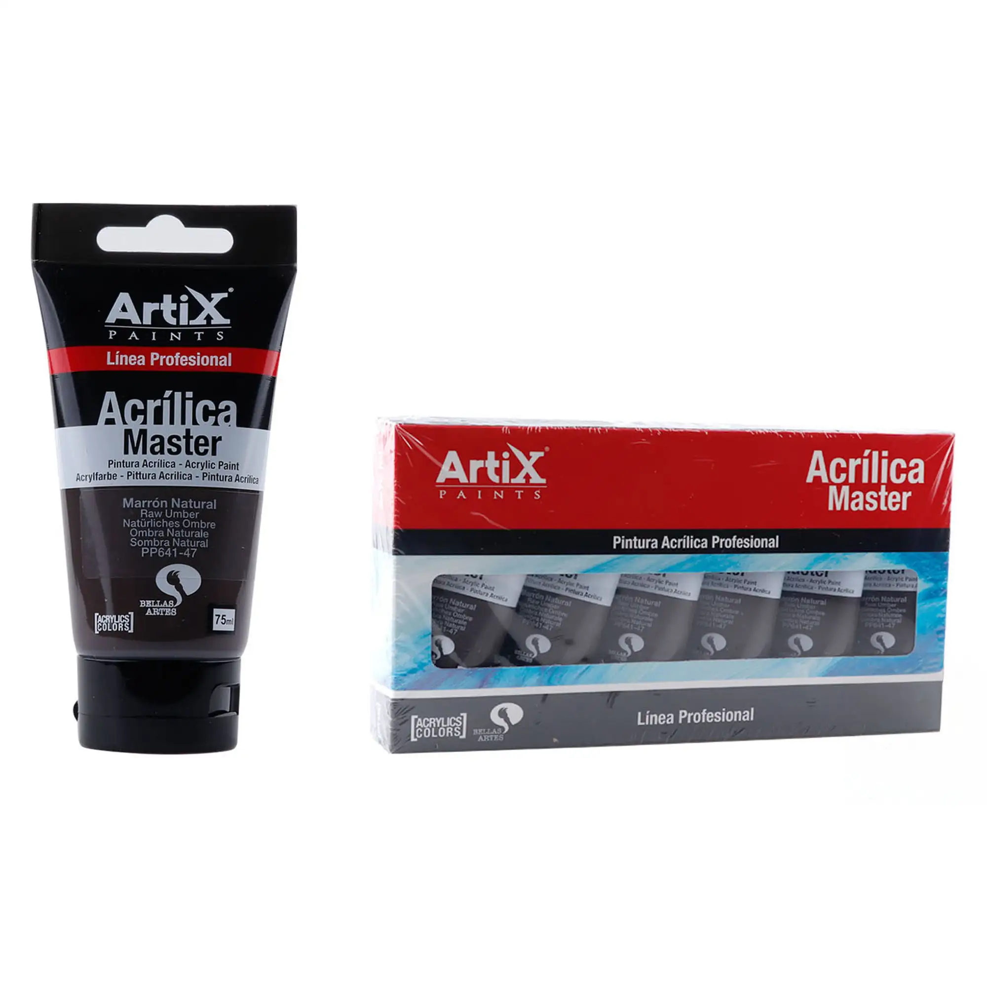 Pack 6 Uds. PINTURA ACRÍLICA EXPERT 75 ml MARRÓN NATURAL