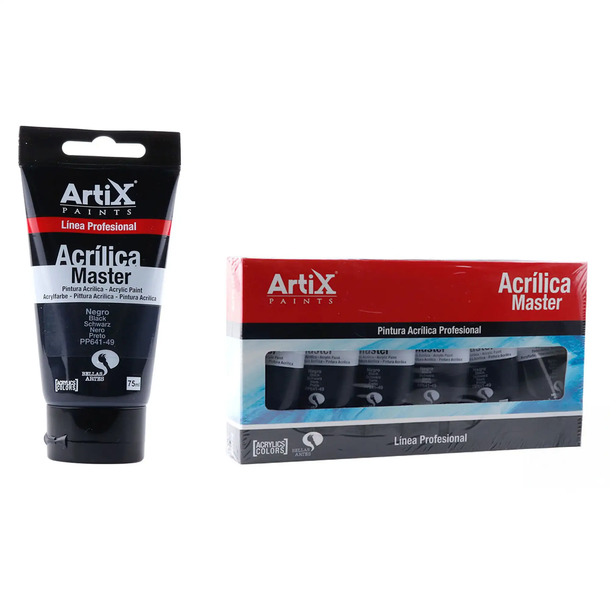 Pack 6 Uds. PINTURA ACRÍLICA EXPERT 75 ml NEGRO EXPERT