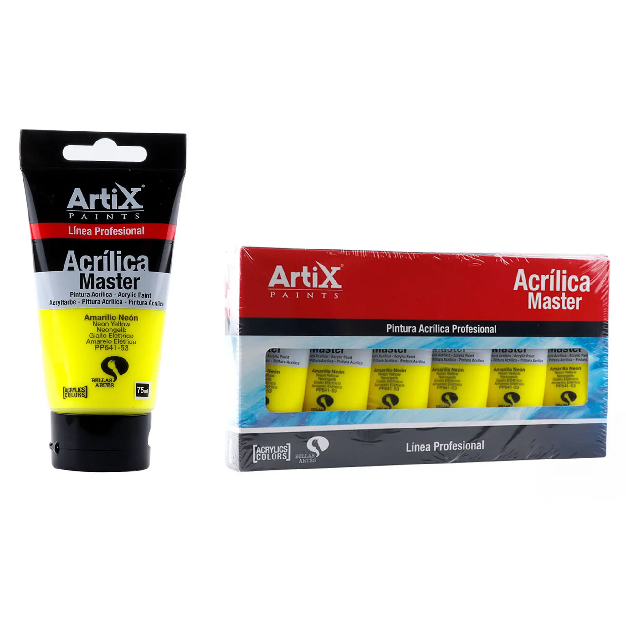 Pack 6 Uds. PINTURA ACRÍLICA EXPERT 75 ml AMARILLO NEÓN