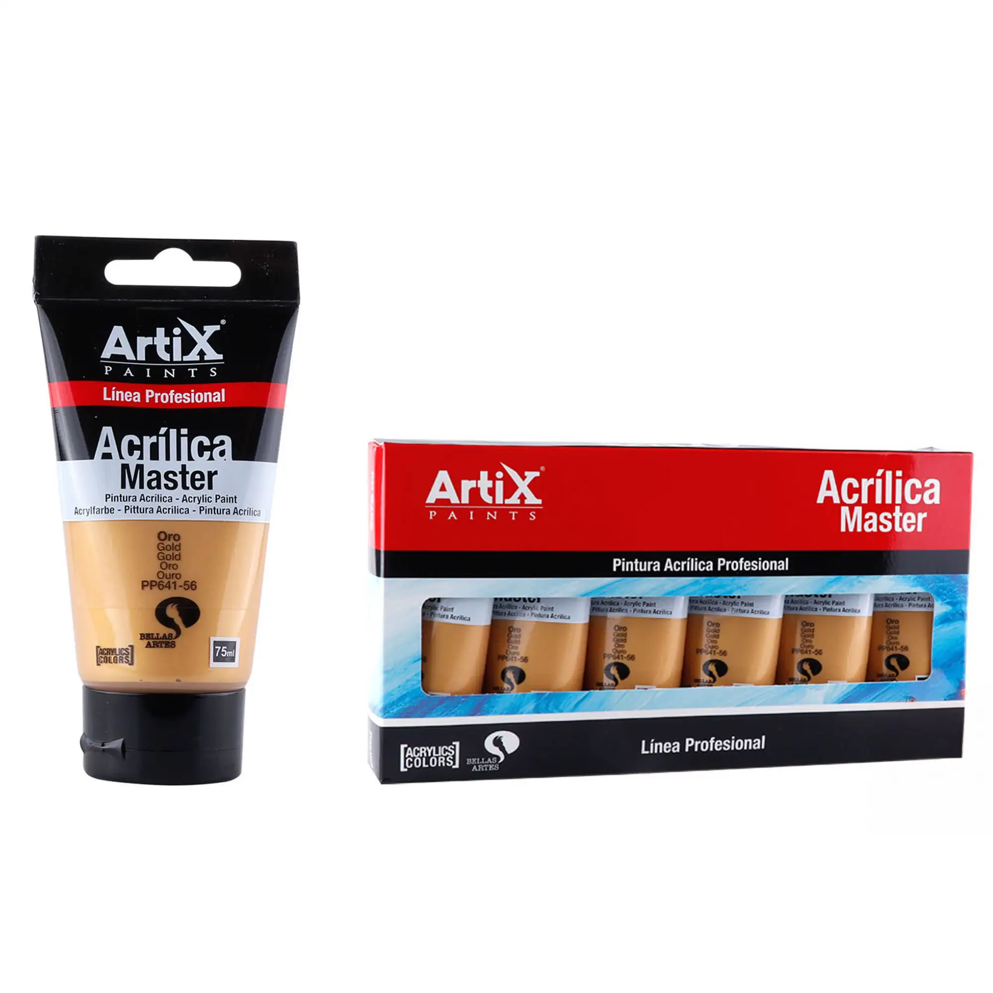Pack 6 Uds. PINTURA ACRÍLICA EXPERT 75 ml ORO