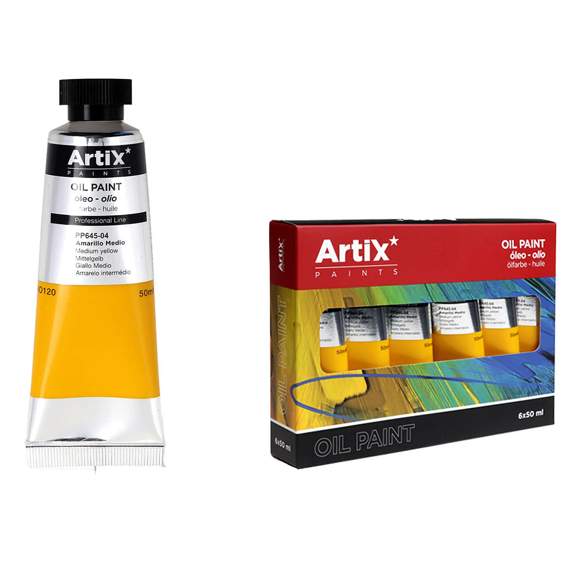 Pack 6 Uds. PINTURA AL ÓLEO EXPERT 50 ml AMARILLO MEDIO