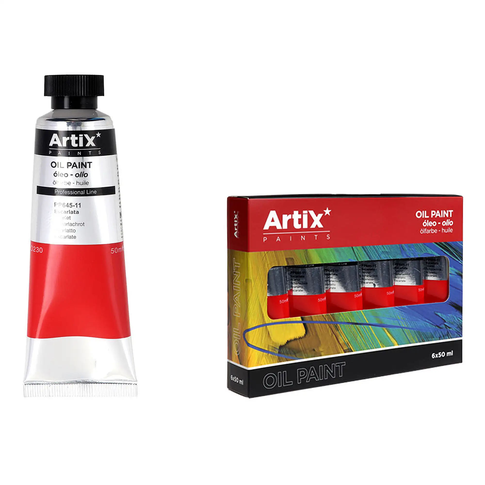 Pack 6 Uds. PINTURA AL ÓLEO EXPERT 50 ml ESCARLATA