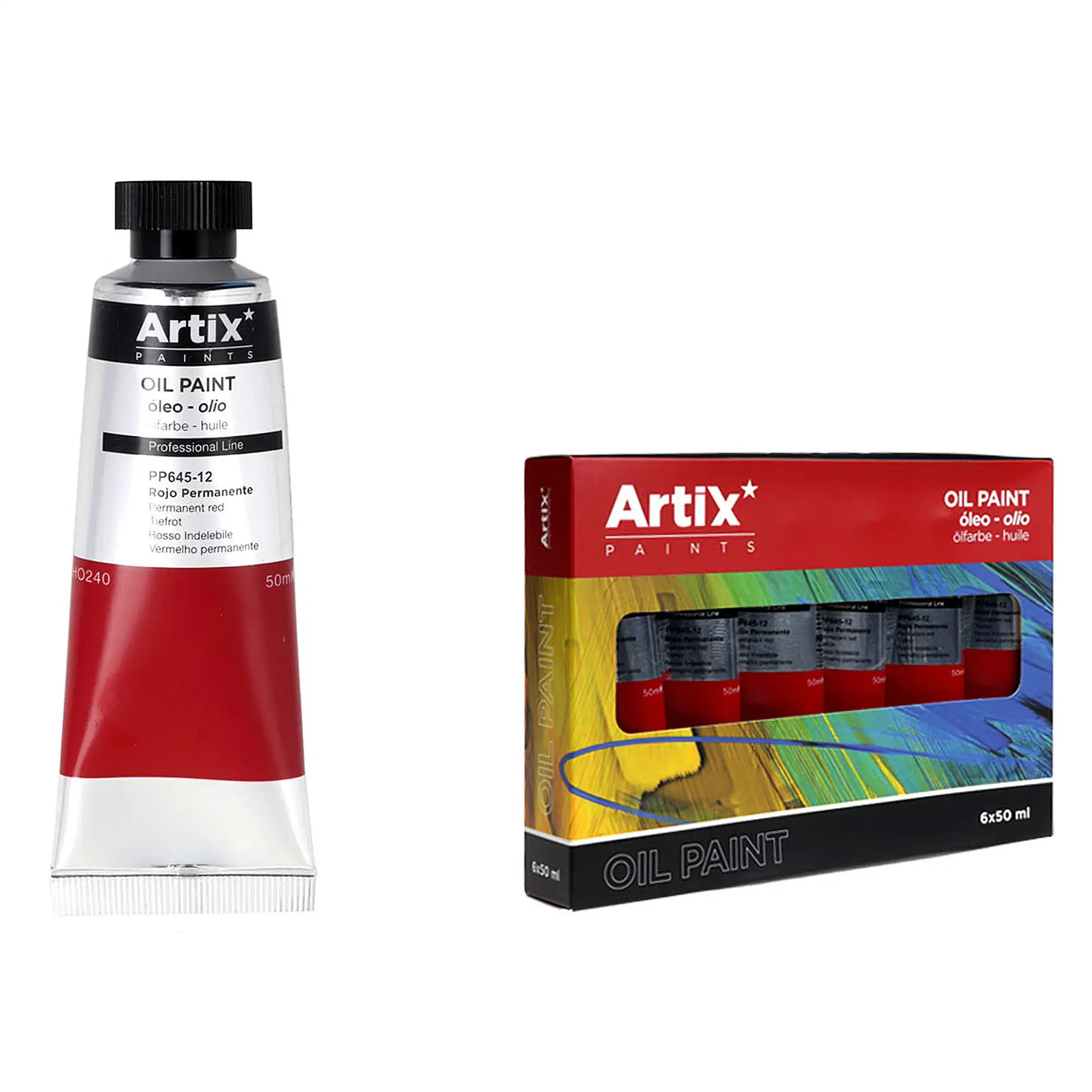 Pack 6 Uds. PINTURA AL ÓLEO EXPERT 50 ml ROJO PERMANENTE