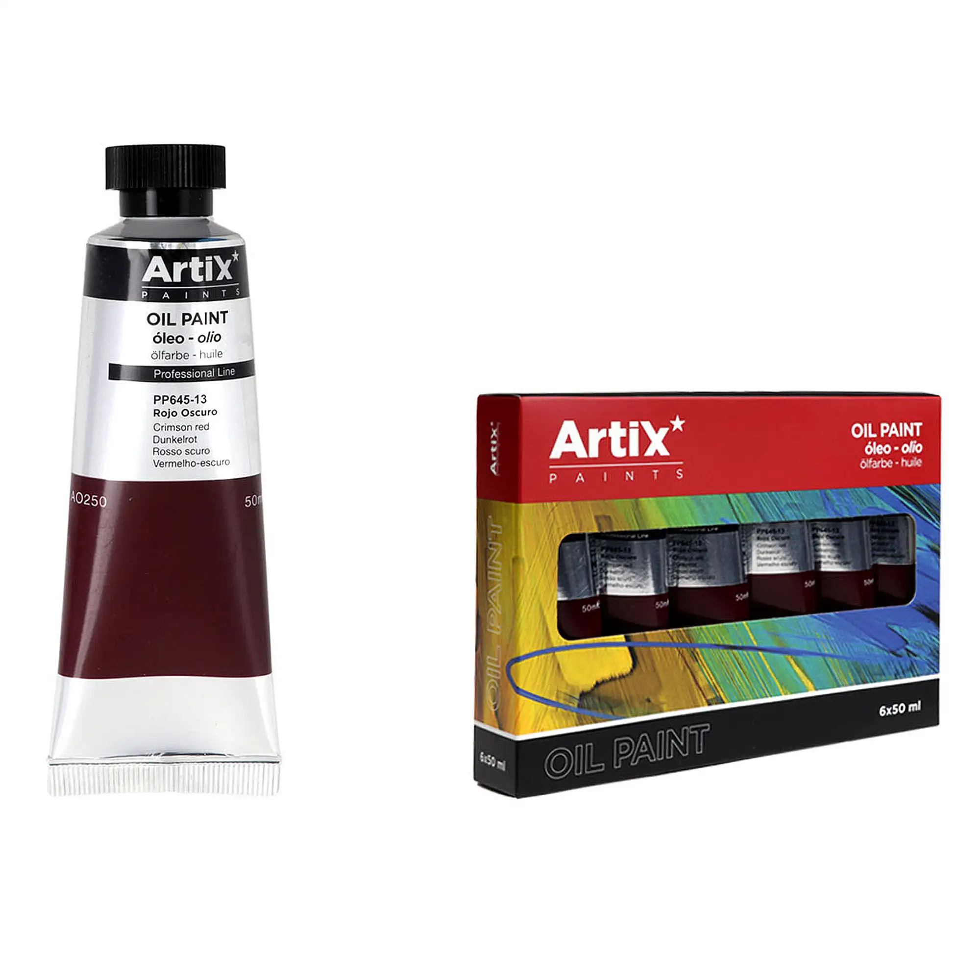 Pack 6 Uds. PINTURA AL ÓLEO EXPERT 50 ml ROJO OSCURO