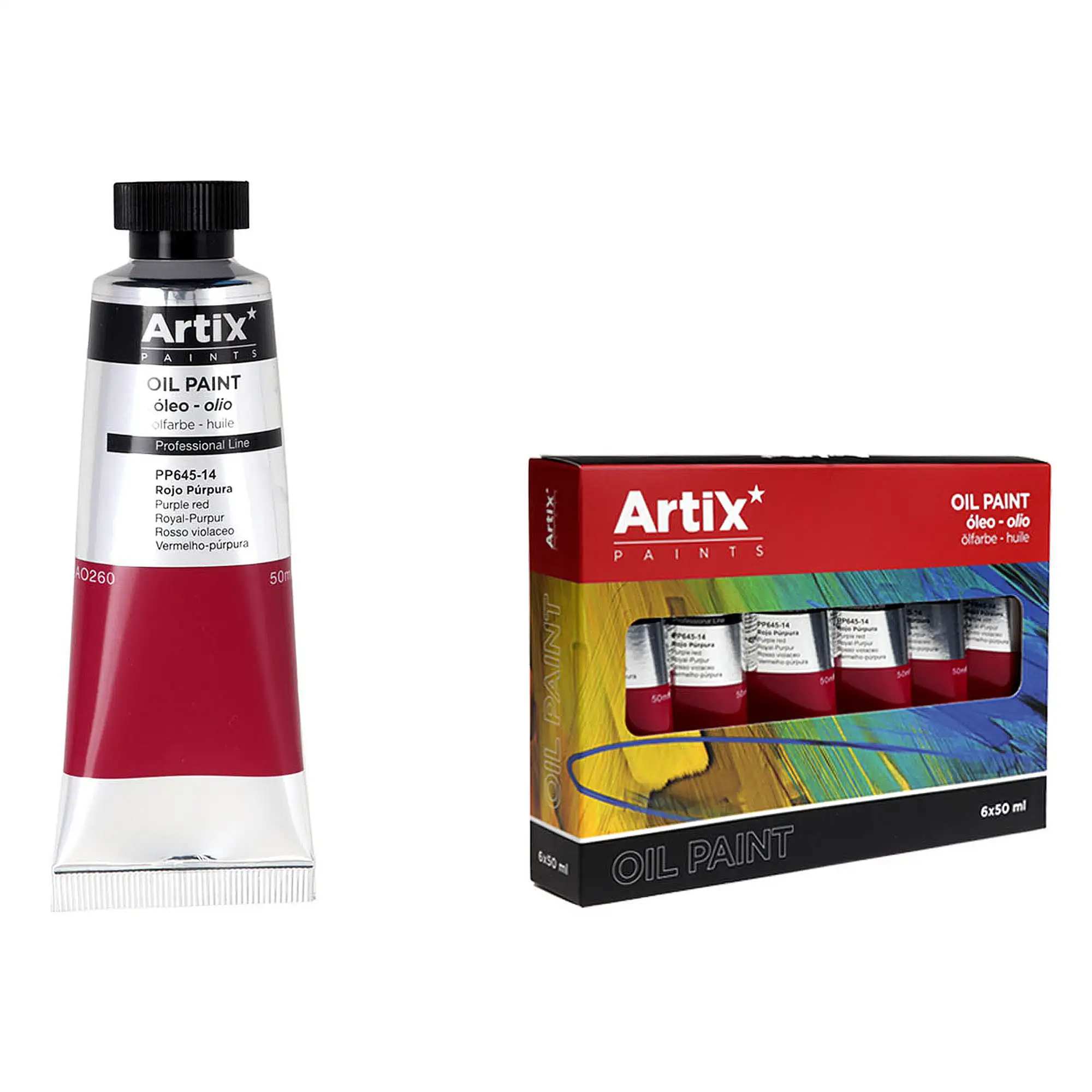 Pack 6 Uds. PINTURA AL ÓLEO EXPERT 50 ml ROJO PÚRPURA