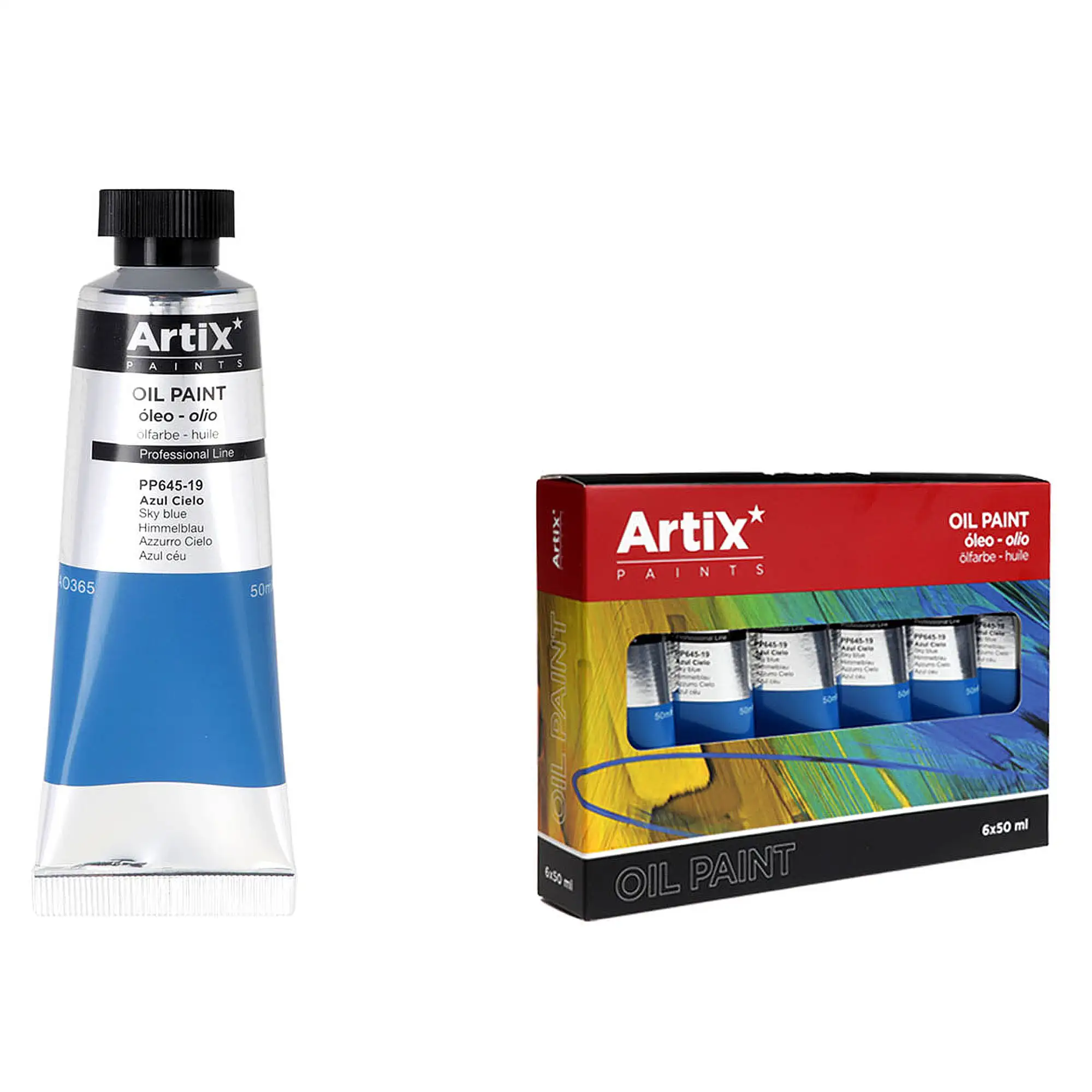 Pack 6 Uds. PINTURA AL ÓLEO EXPERT 50 ml AZUL CIELO