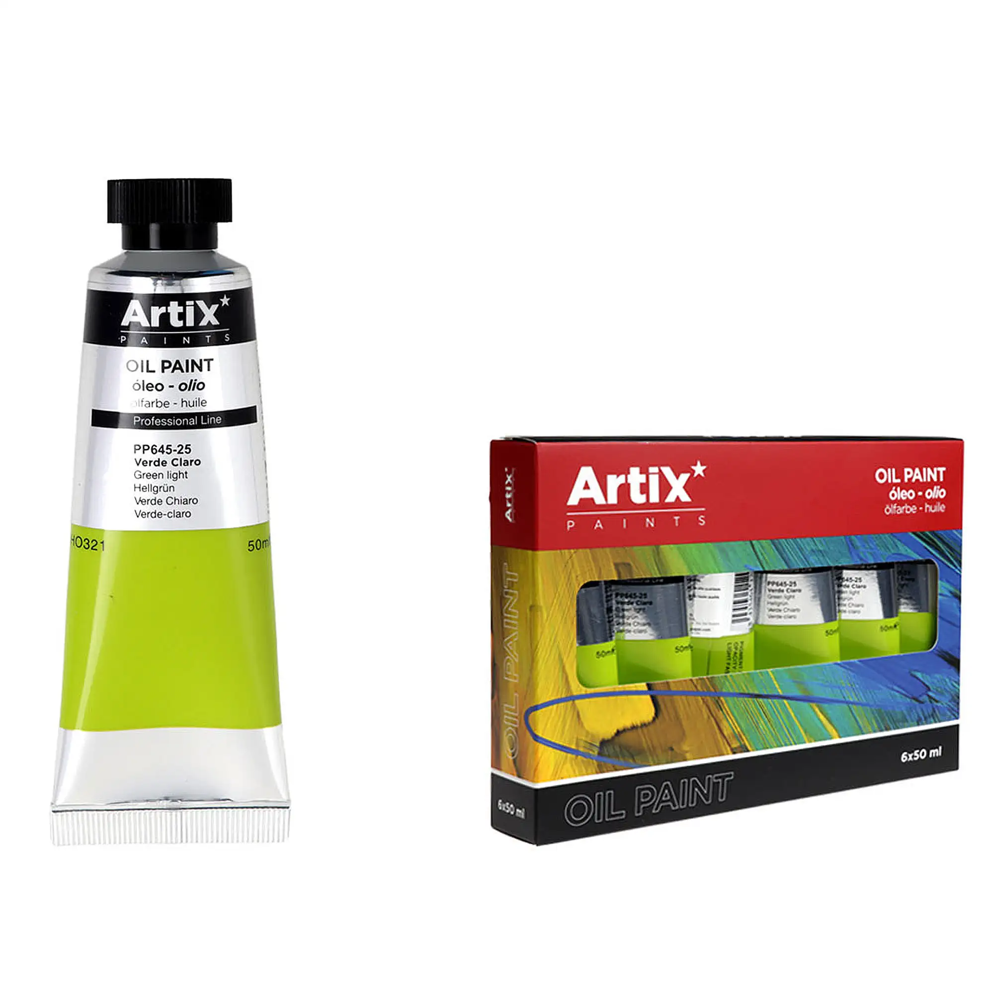 Pack 6 Uds. PINTURA AL ÓLEO EXPERT 50 ml VERDE CLARO