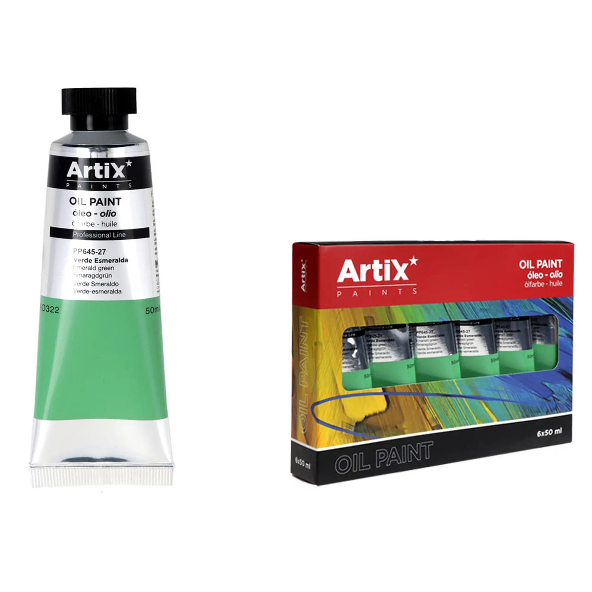 Pack 6 Uds. PINTURA AL ÓLEO EXPERT 50 ml VERDE ESMERALDA