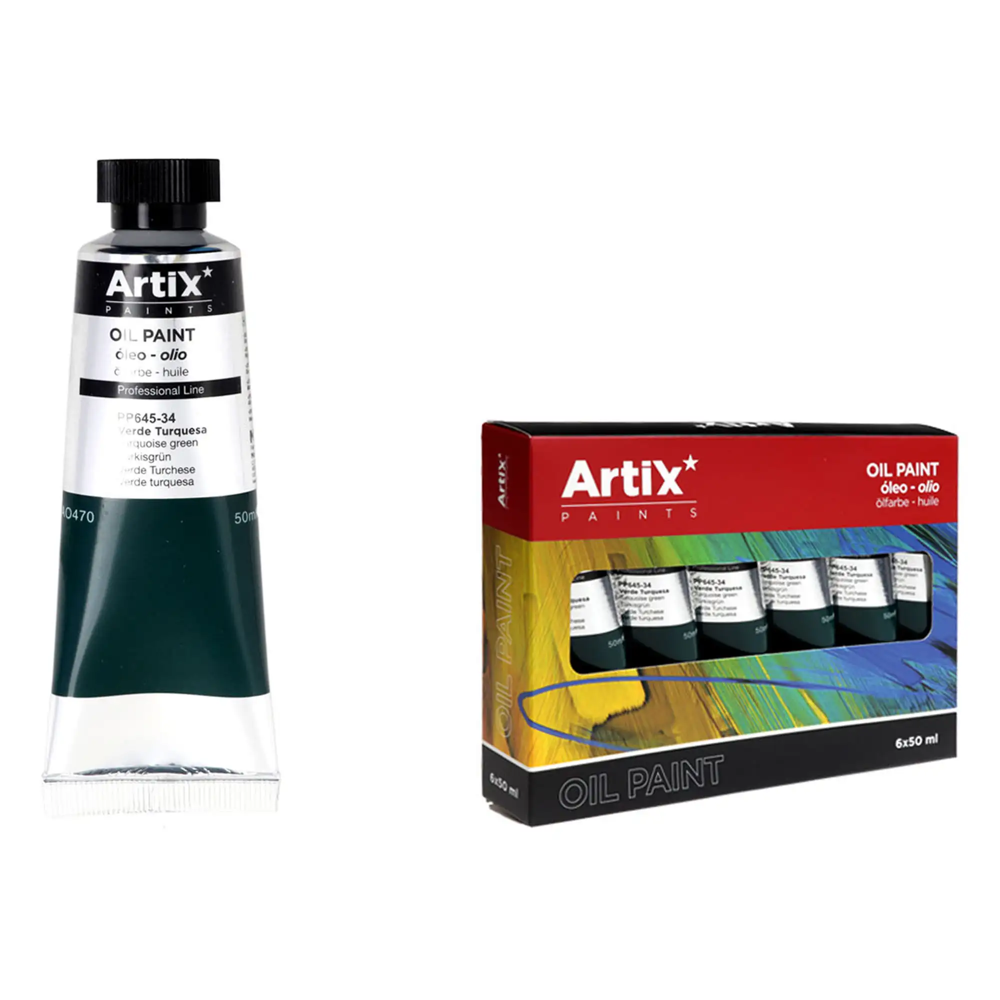 Pack 6 Uds. PINTURA AL ÓLEO EXPERT 50 ml VERDE TURQUESA