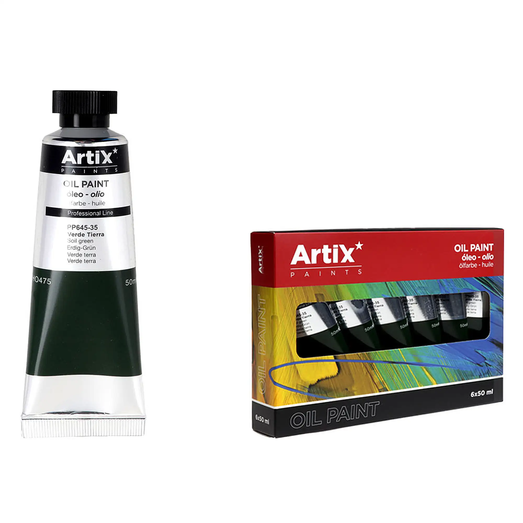 Pack 6 Uds. PINTURA AL ÓLEO EXPERT 50 ml VERDE TIERRA