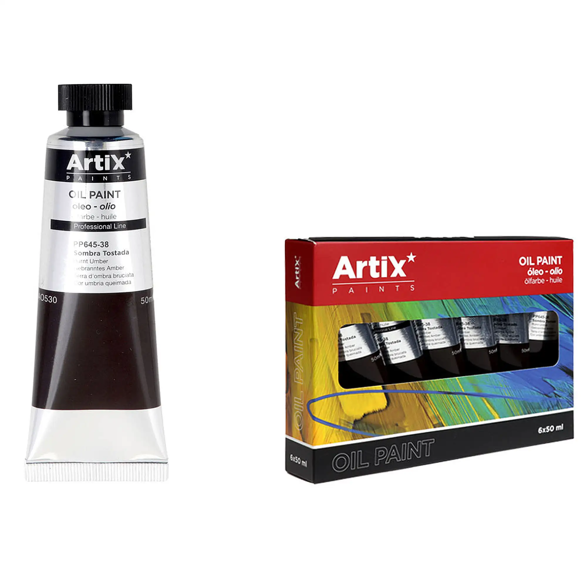 Pack 6 Uds. PINTURA AL ÓLEO EXPERT 50 ml SOMBRA TOSTADA
