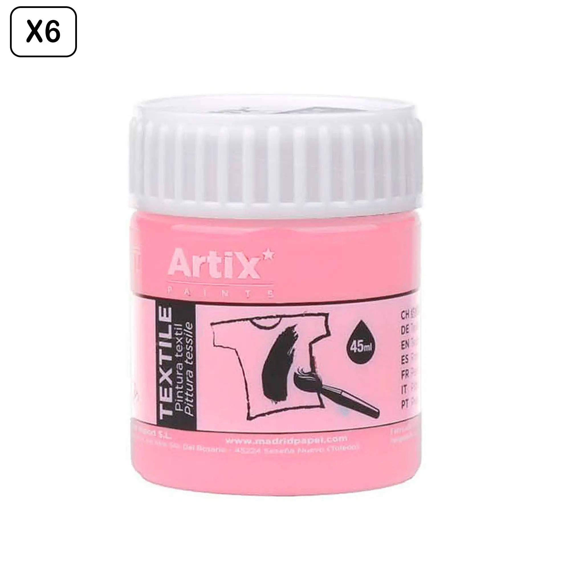 Pack 6 Uds. PINTURA TEXTIL ROSA PÁLIDO 45 ml