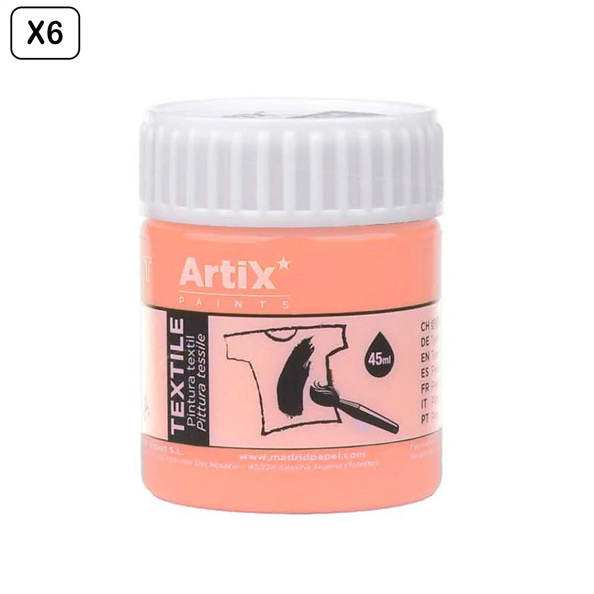 Pack 6 Uds. PINTURA TEXTIL CARNE 45 ml