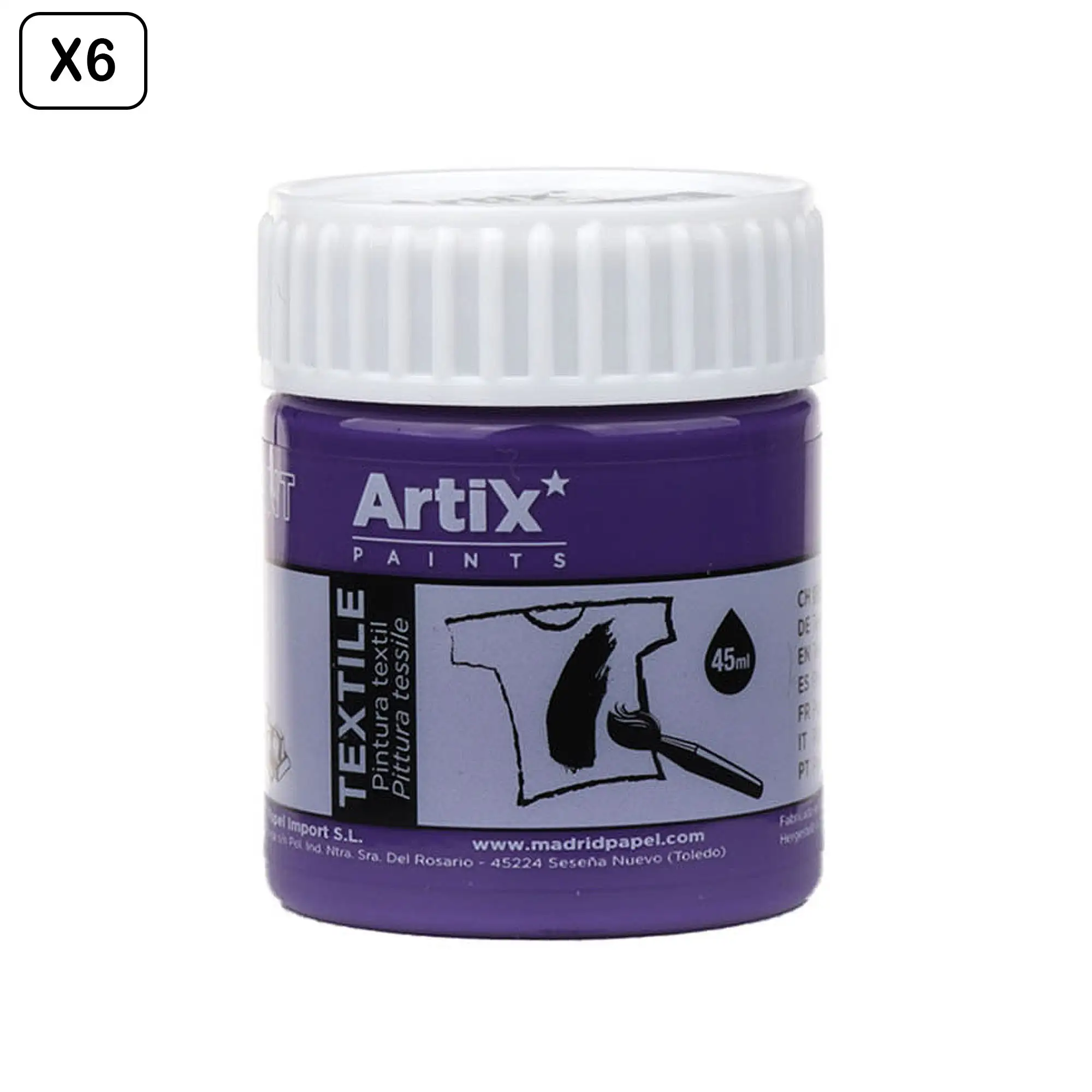 Pack 6 Uds. PINTURA TEXTIL MORADO 45 ml