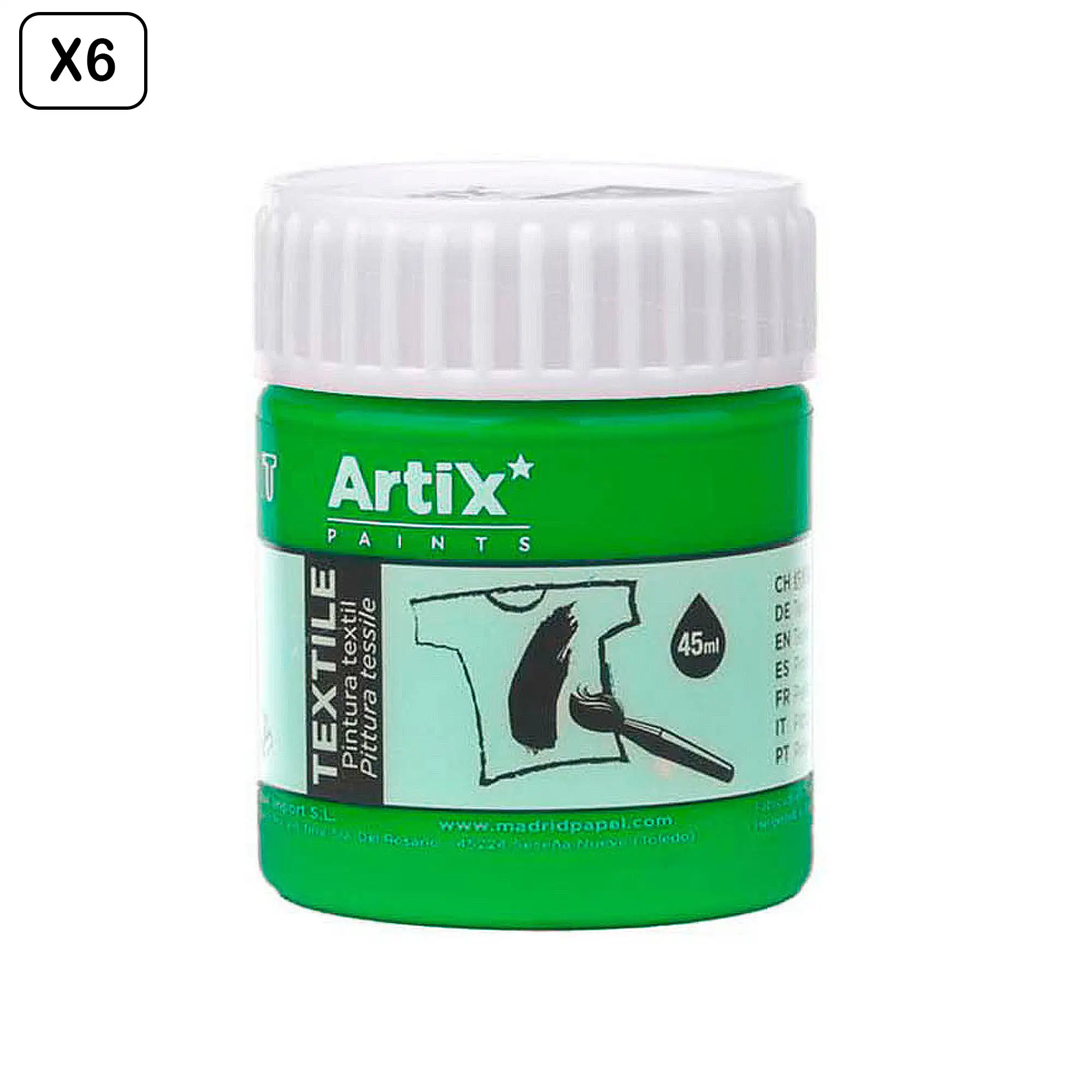 Pack 6 Uds. PINTURA TEXTIL VERDE BOSQUE 45 ml