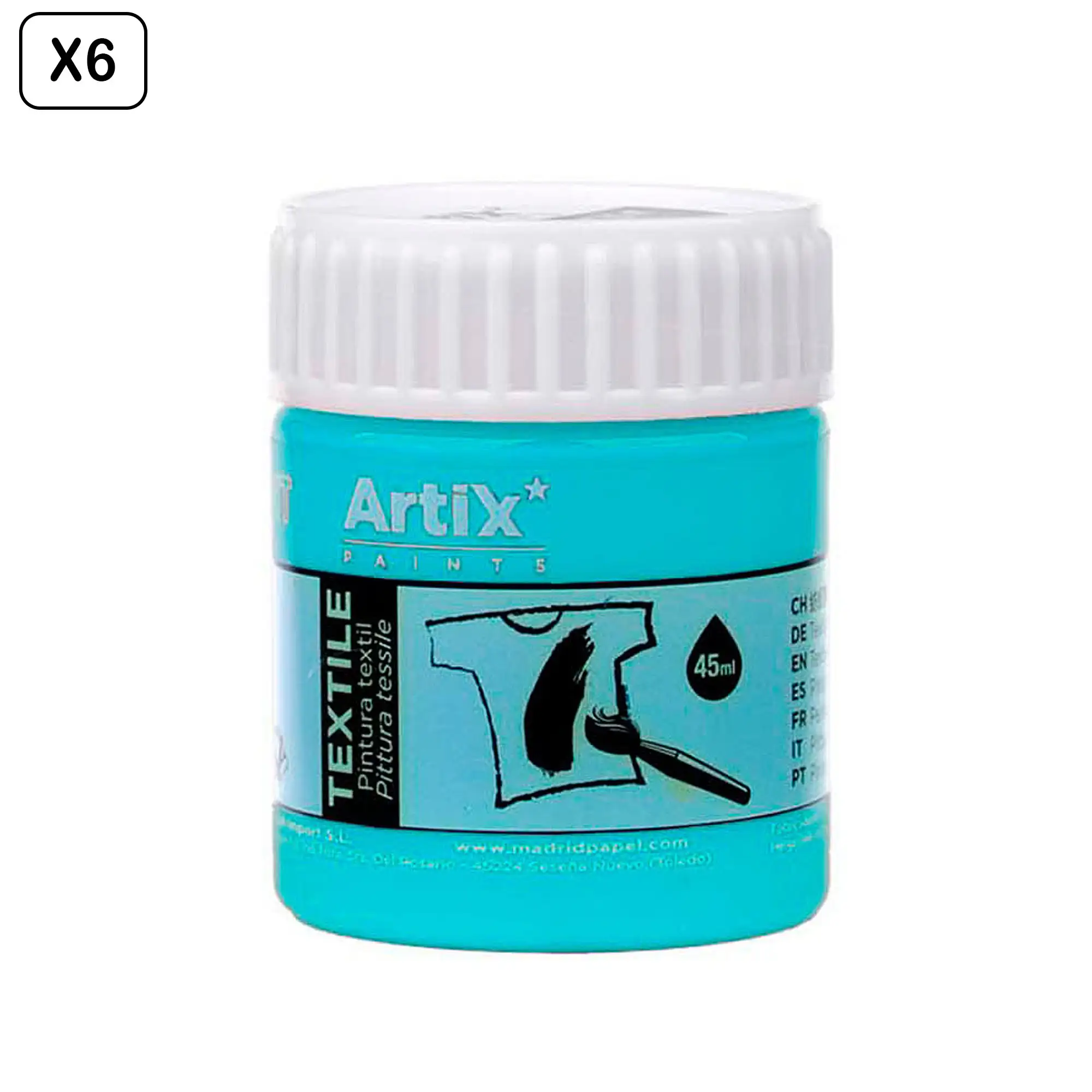 Pack 6 Uds. PINTURA TEXTIL AZUL CYAN 45 ml