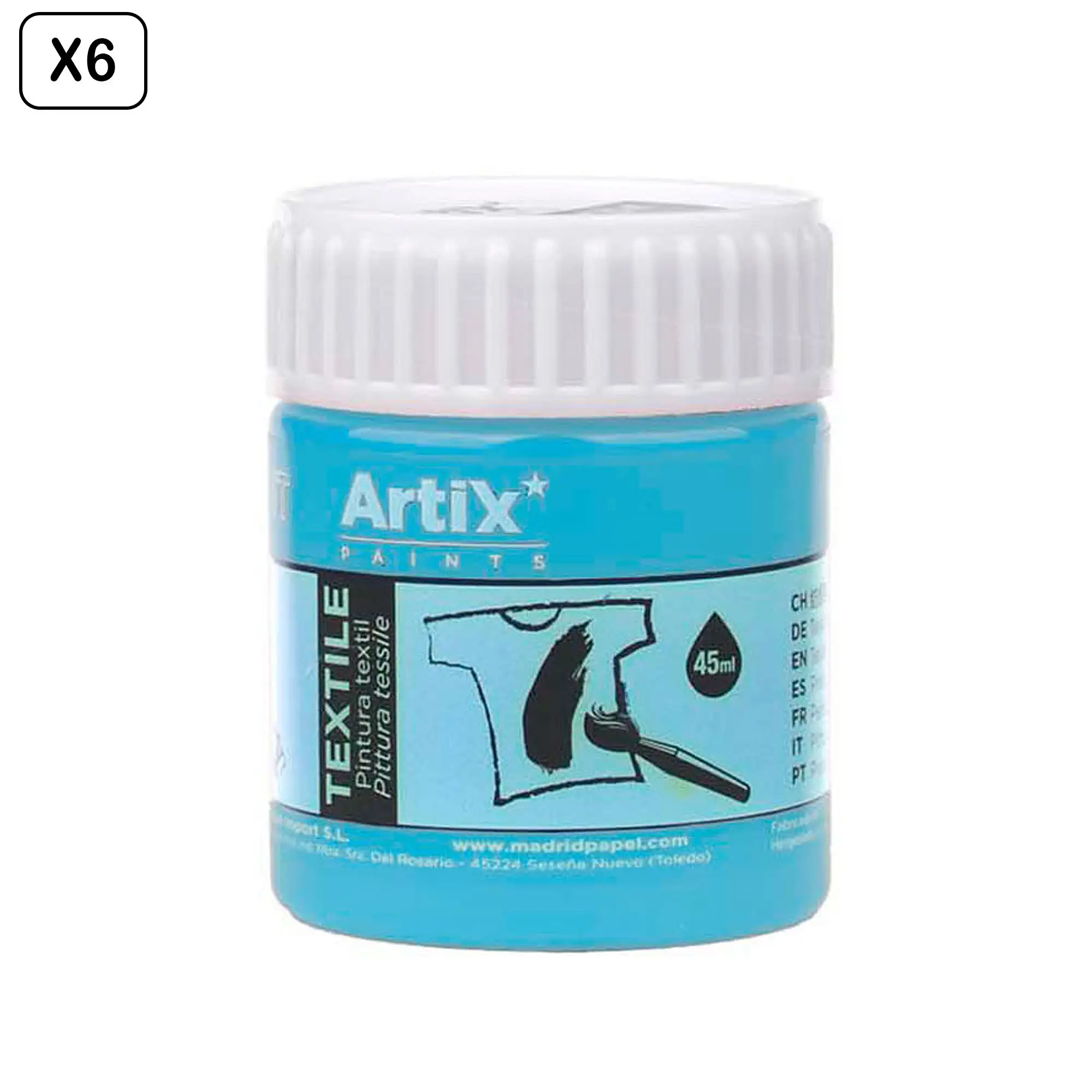 Pack 6 Uds. PINTURA TEXTIL AZUL CELESTE 45 ml