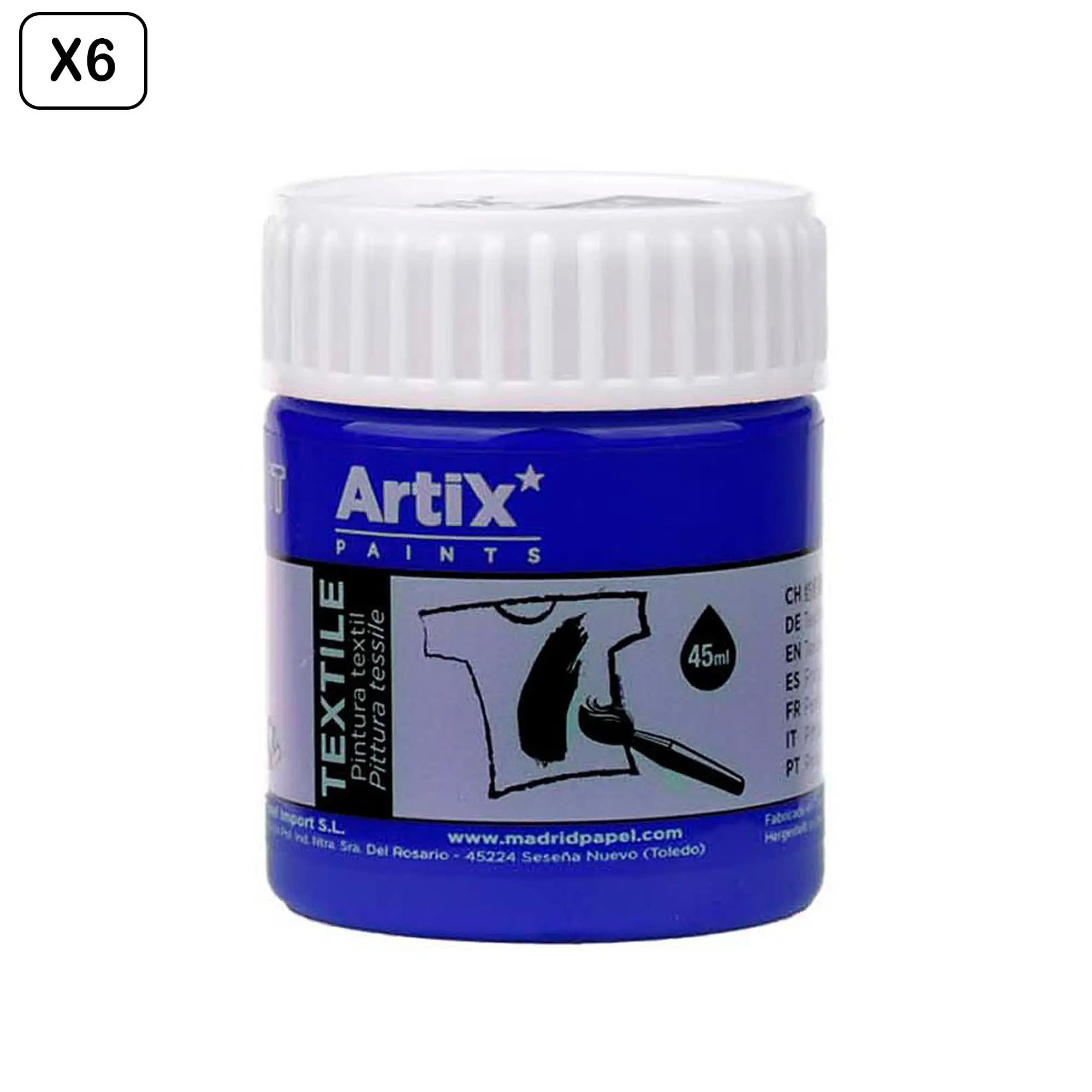 Pack 6 Uds. PINTURA TEXTIL AZUL COBALTO 45 ml