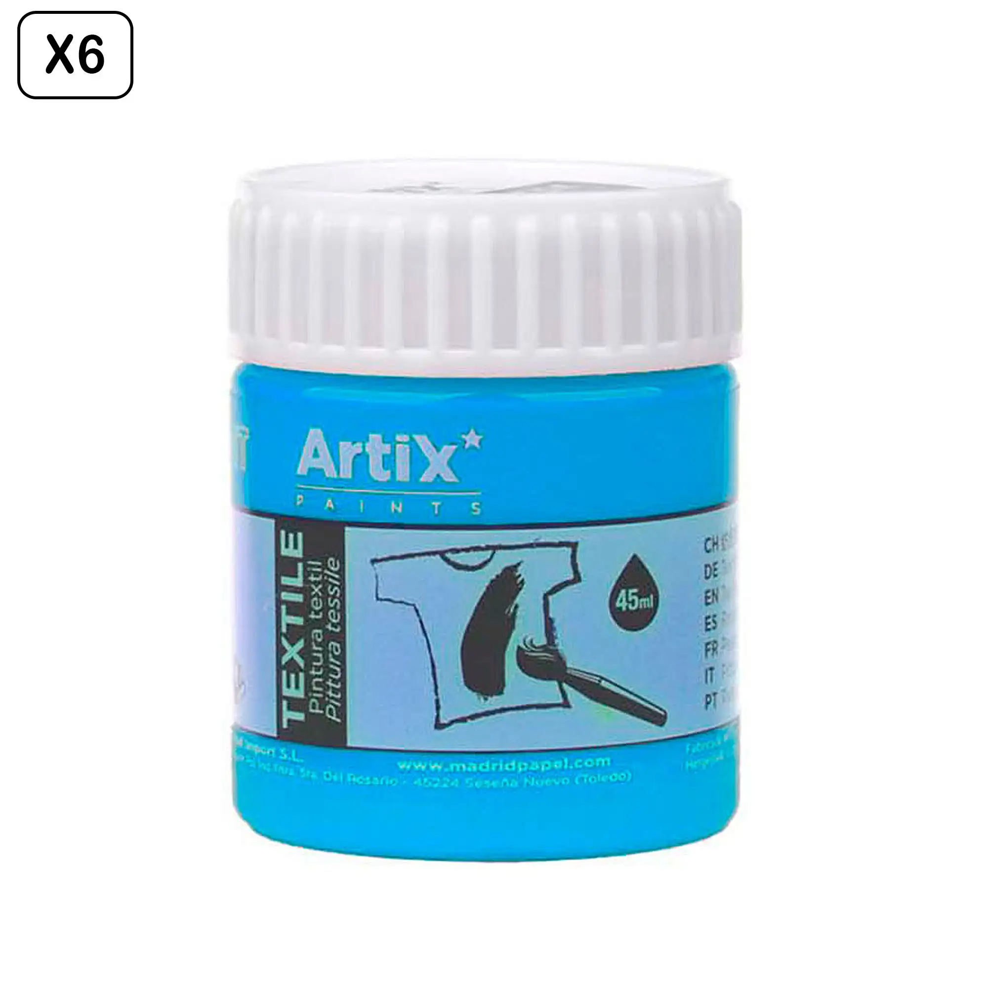 Pack 6 Uds. PINTURA TEXTIL AZUL CIELO 45 ml