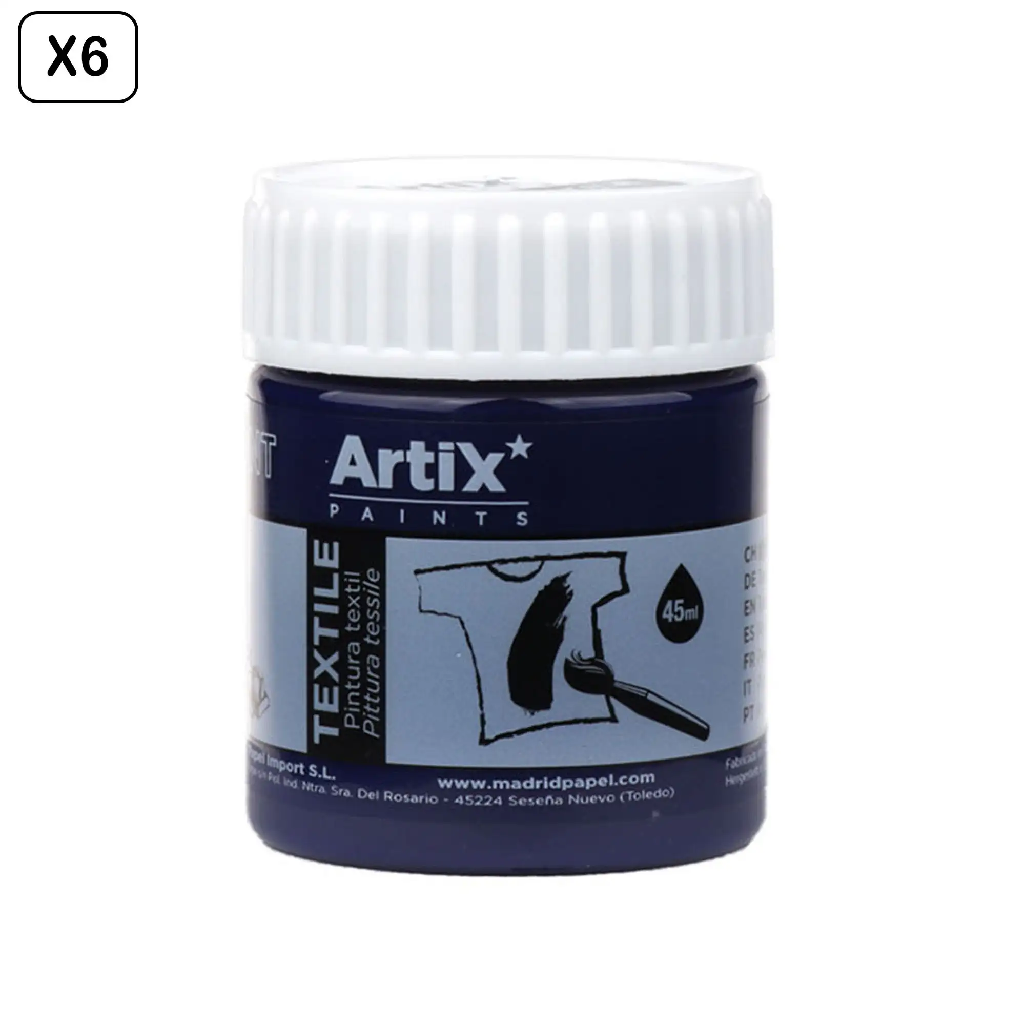 Pack 6 Uds. PINTURA TEXTIL AZUL ULTRAMAR 45 ml