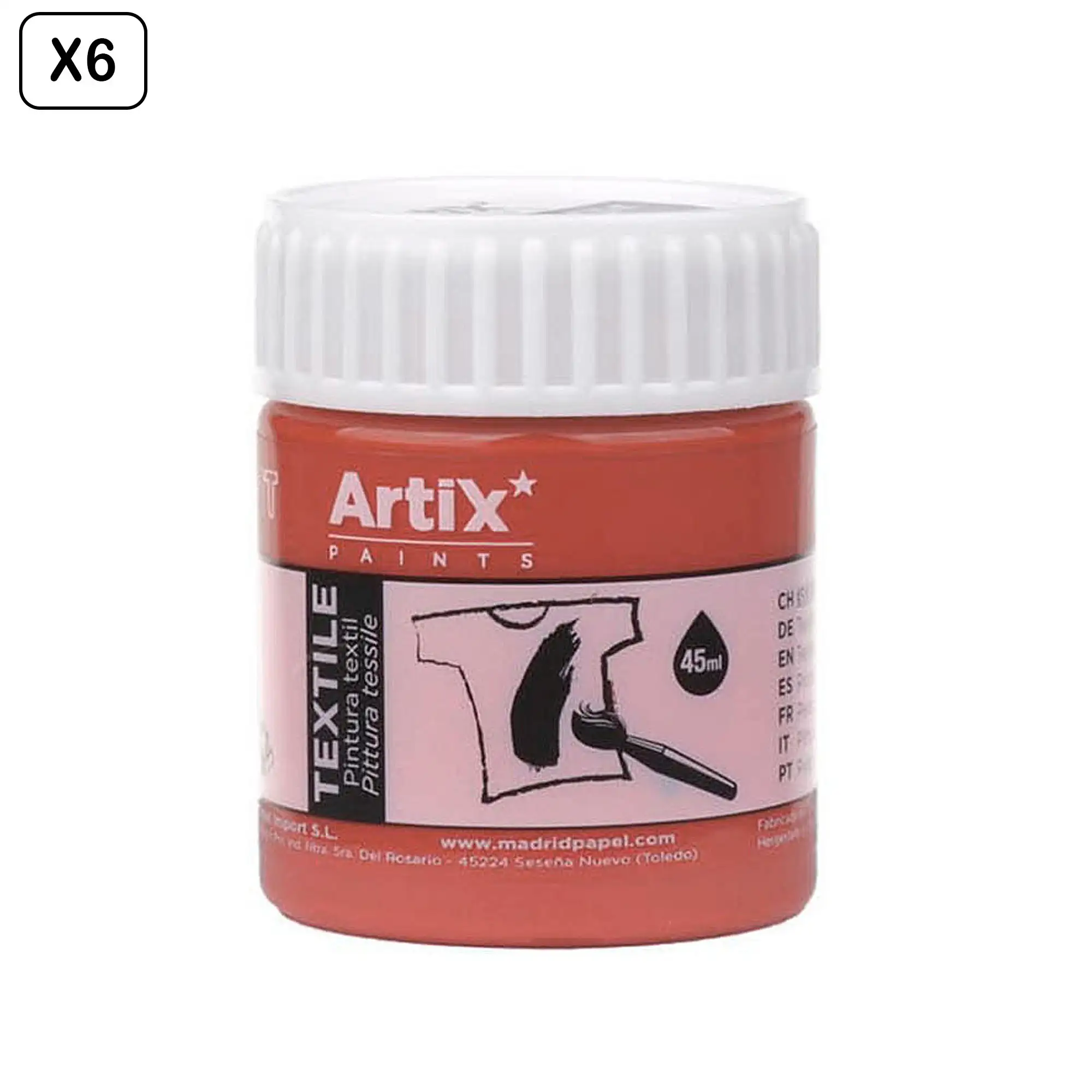 Pack 6 Uds. PINTURA TEXTIL MARRÓN TERRACOTA 45 ml