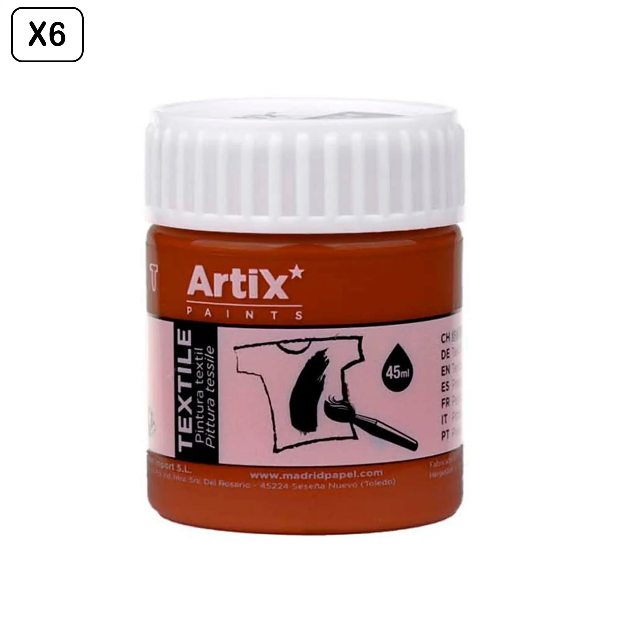 Pack 6 Uds. PINTURA TEXTIL CHOCOLATE 45 ml