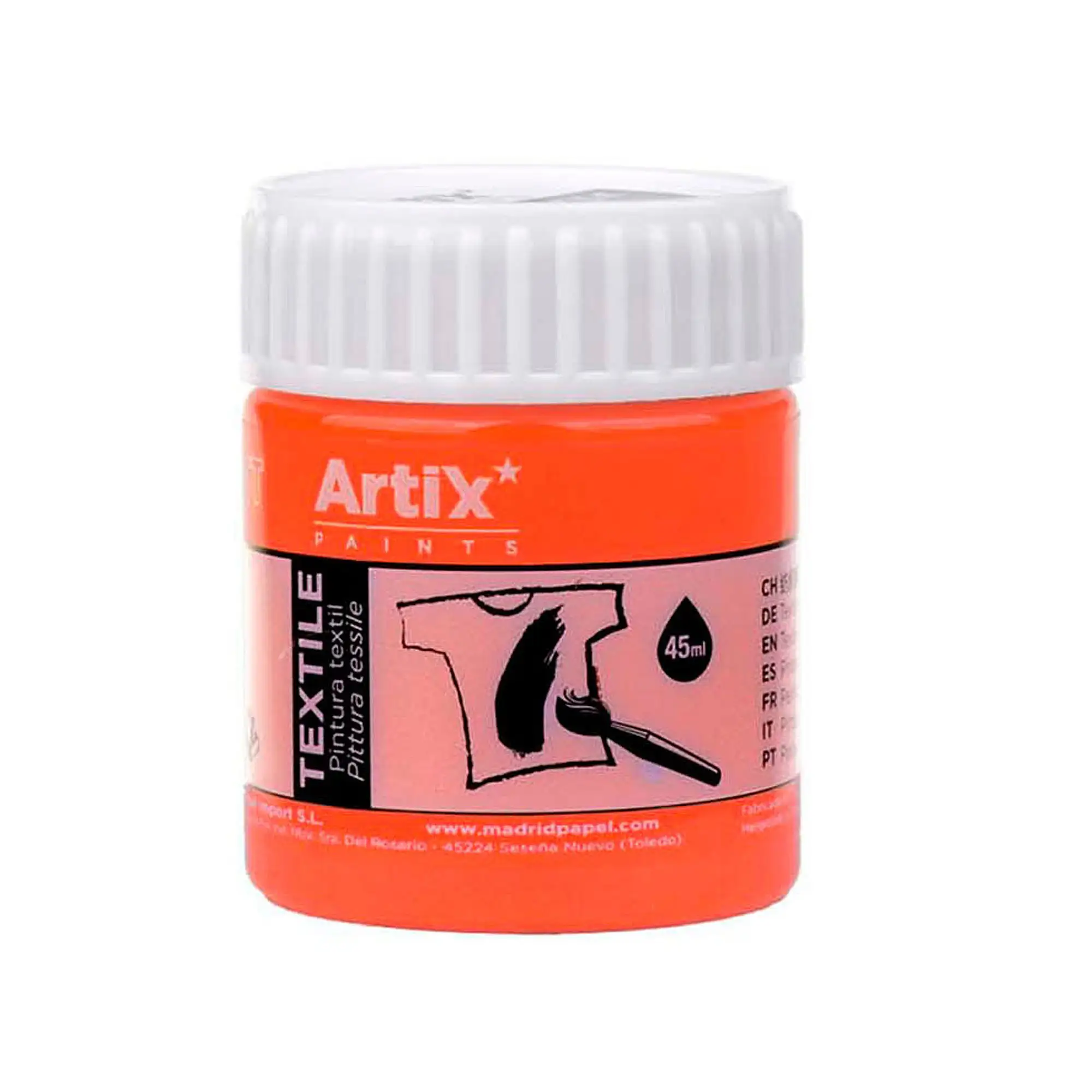 Pack 6 Uds. PINTURA TEXTIL NARANJA NEÓN 45 ml