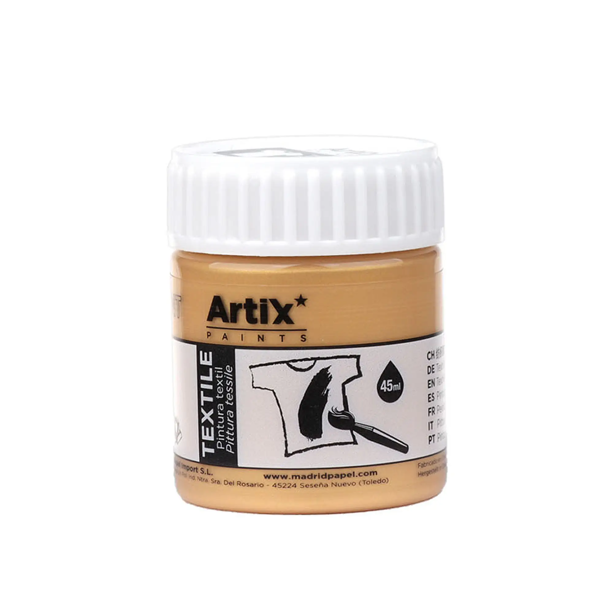 Pack 6 Uds. PINTURA TEXTIL ORO METALIZADO 45 ml