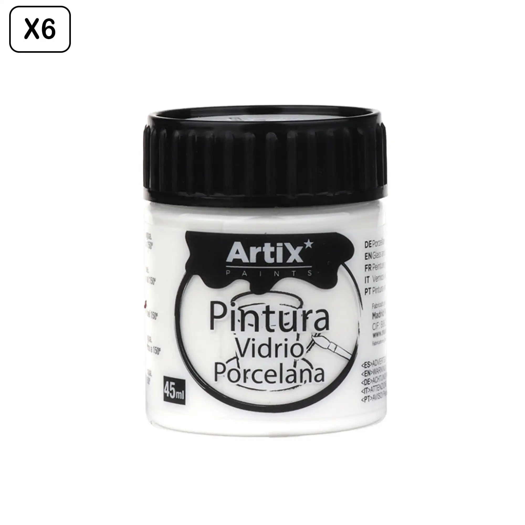 Pack 6 Uds. PINTURA CERÁMICA Y CRISTAL 45 ml COLOR BLANCO